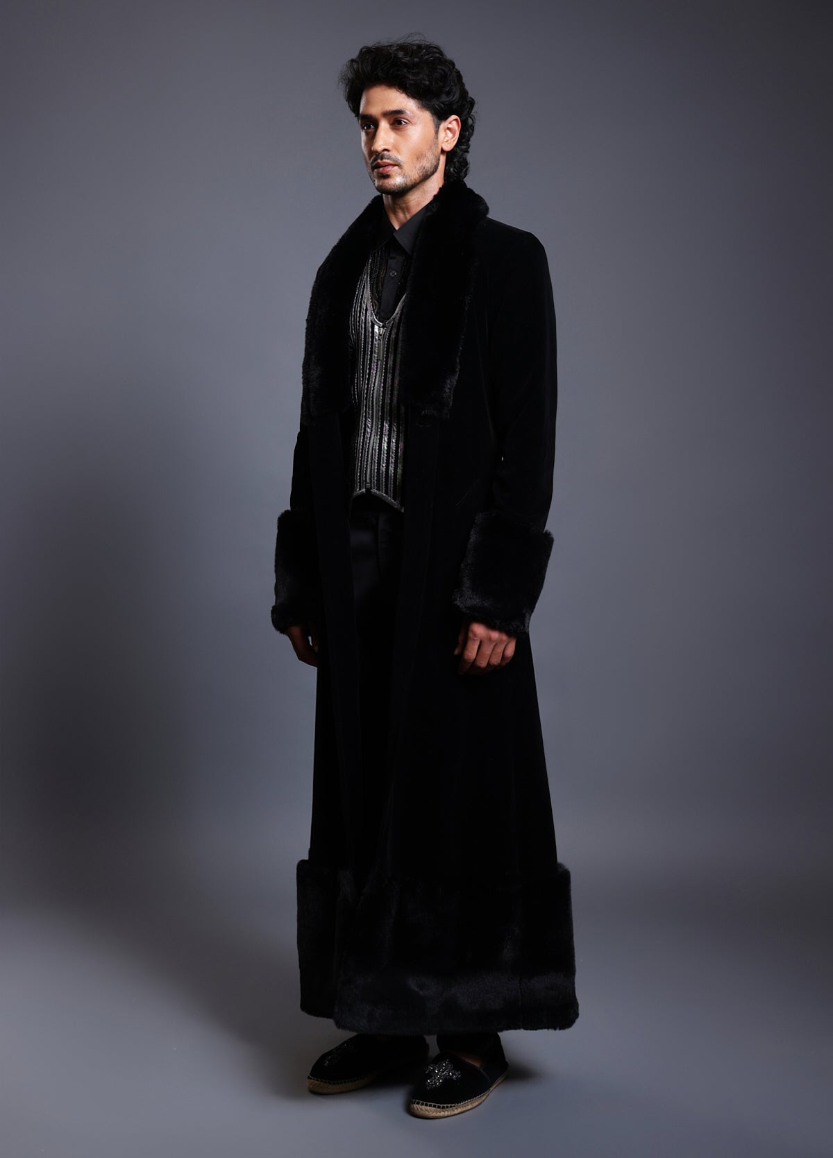 Cf Fur Overcoat Black