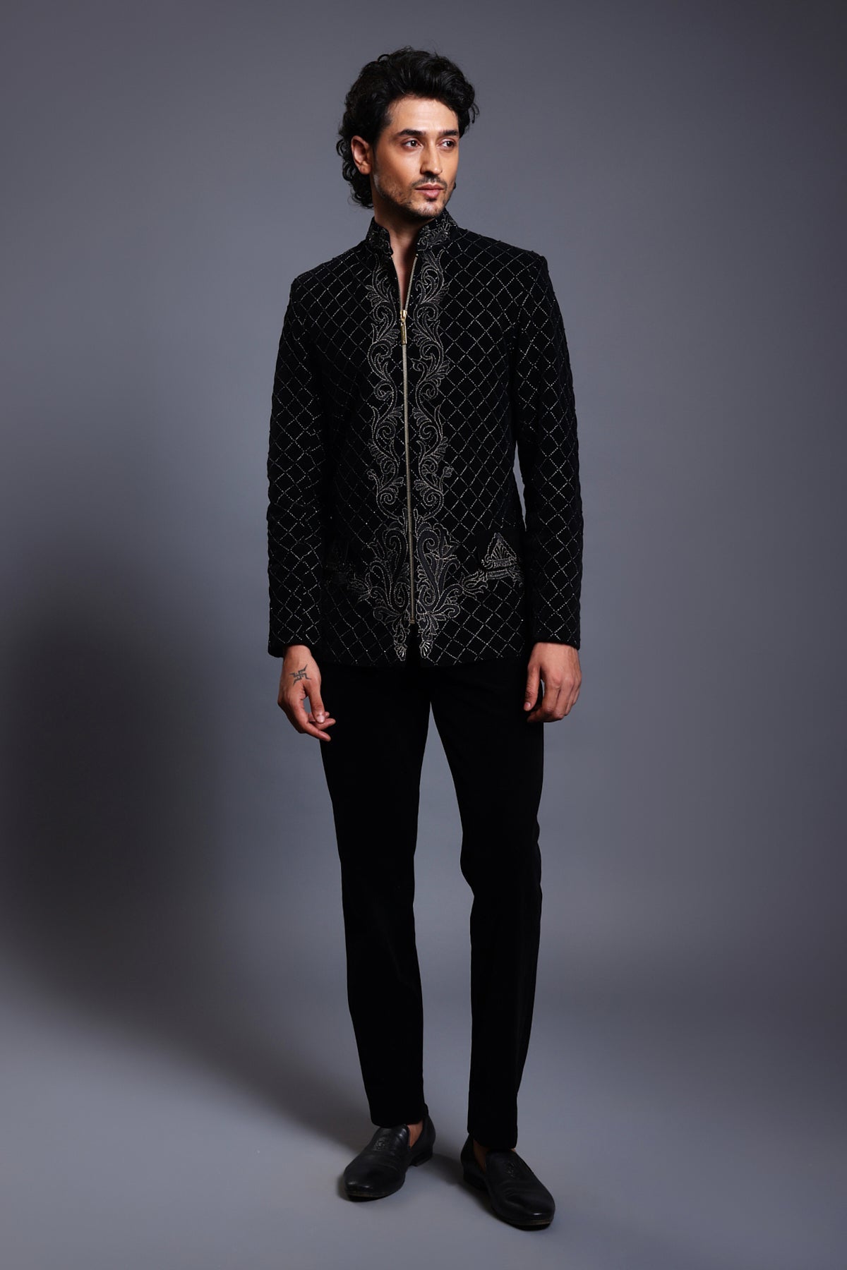 Cf Baroque Bandhgala Black