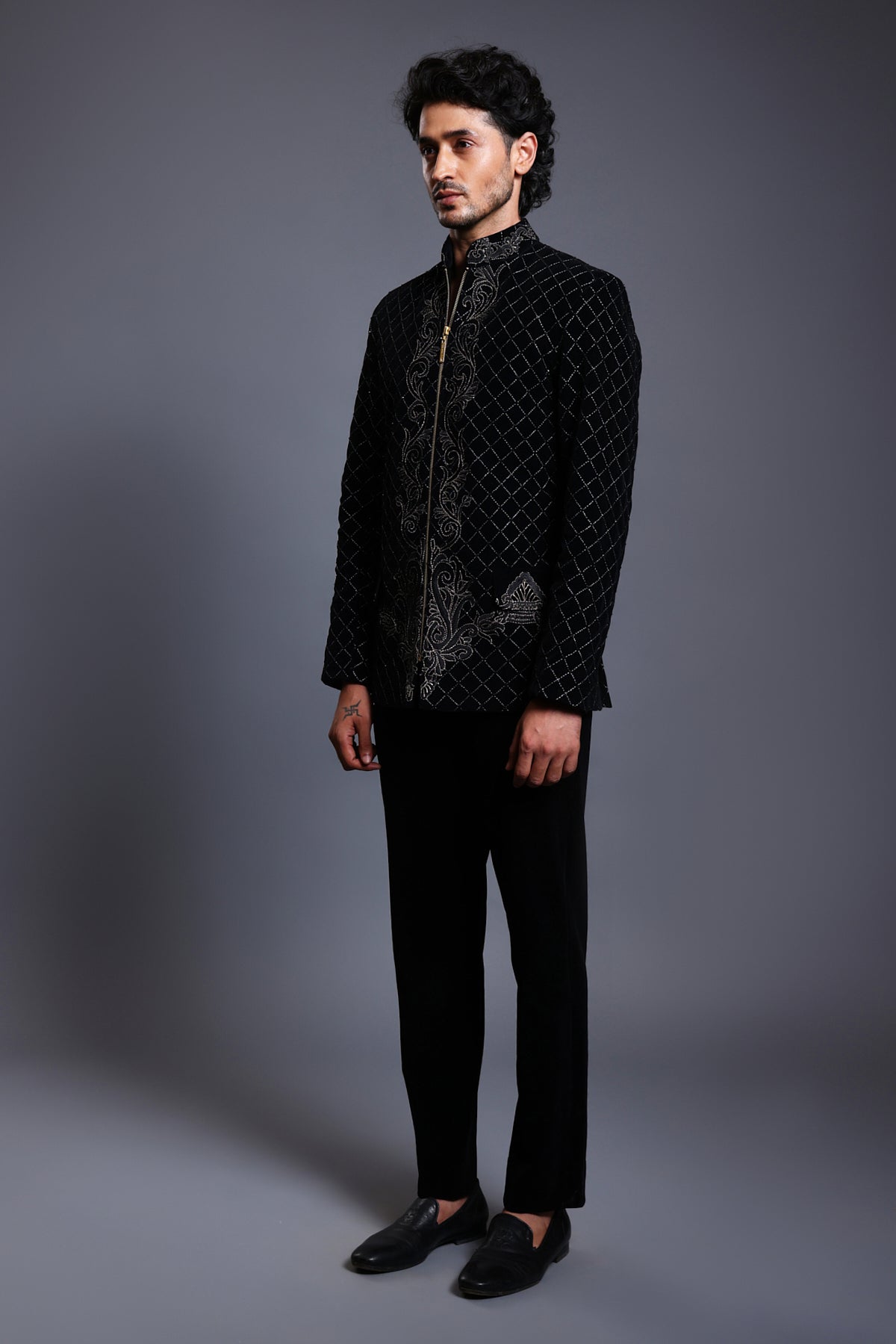 Cf Baroque Bandhgala Black