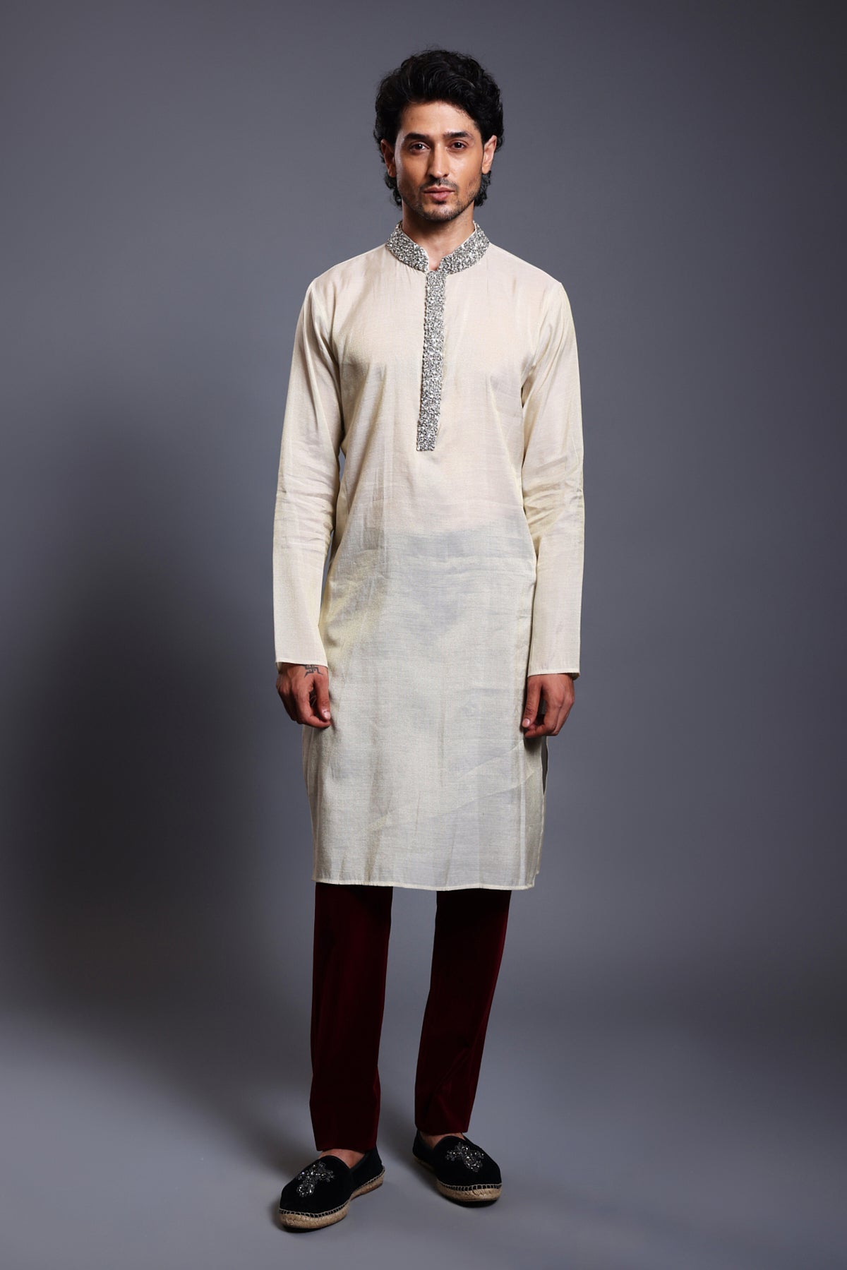 Cf Crystal Neck Kurta Ivory