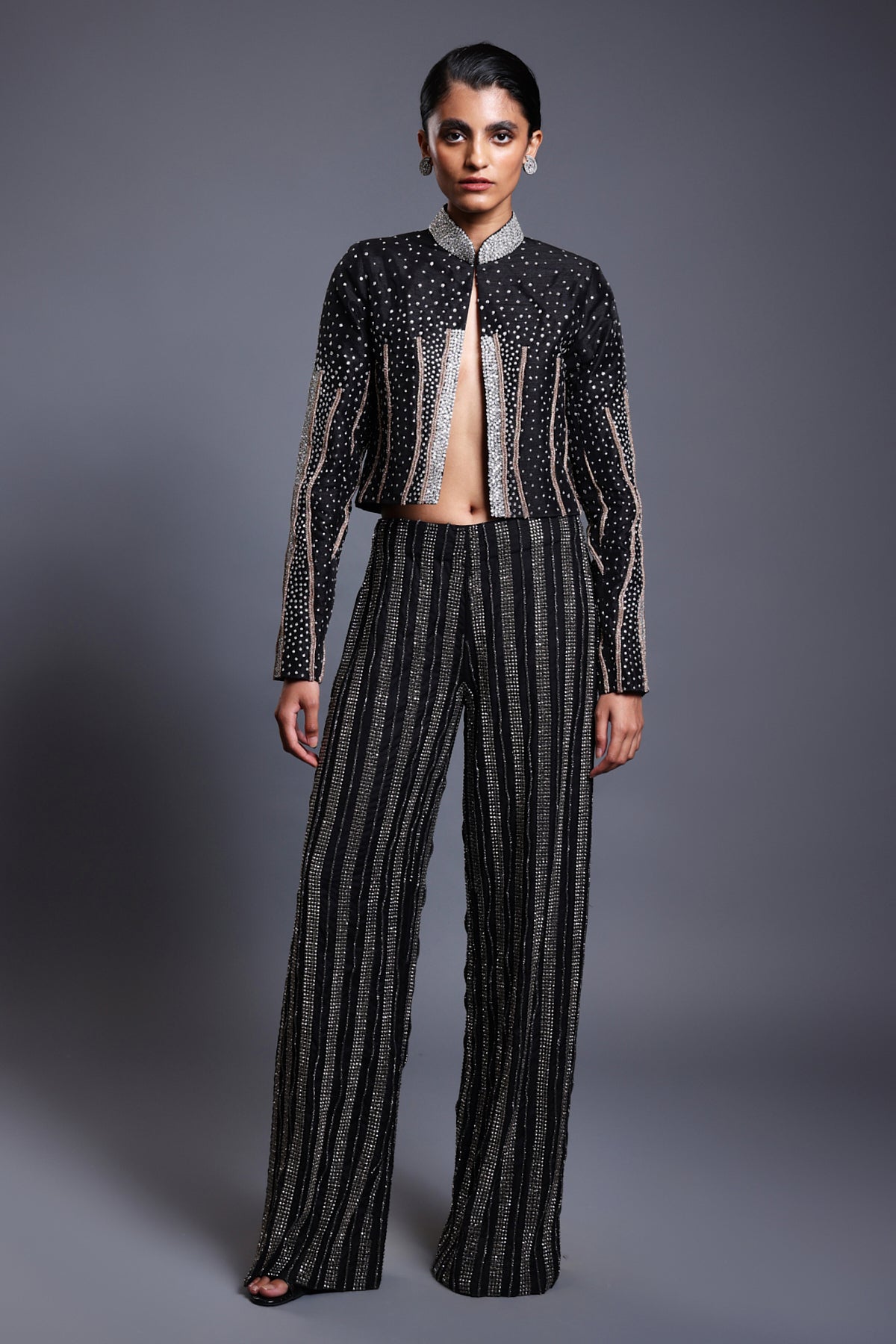 Cf High Waisted Embellished Pants Black
