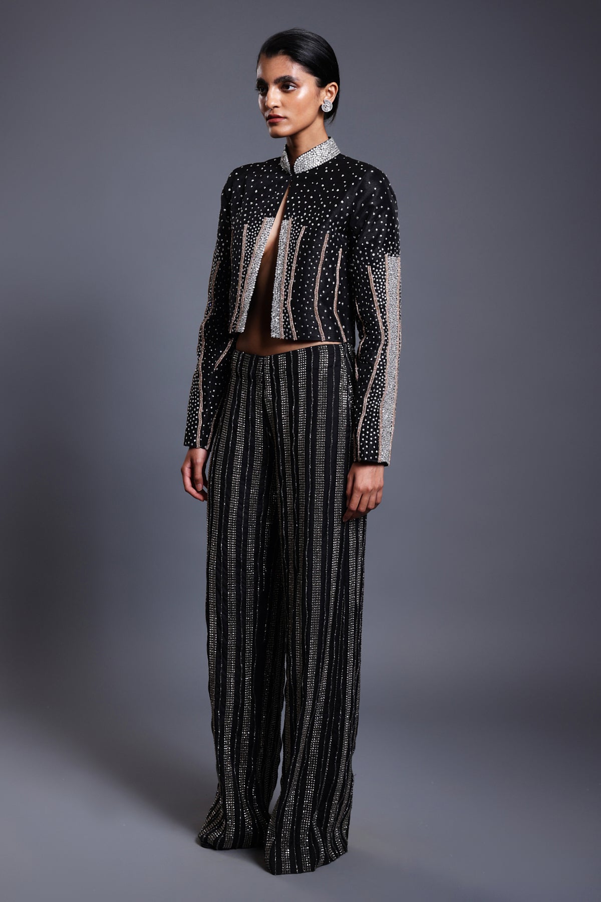 Cf High Waisted Embellished Pants Black