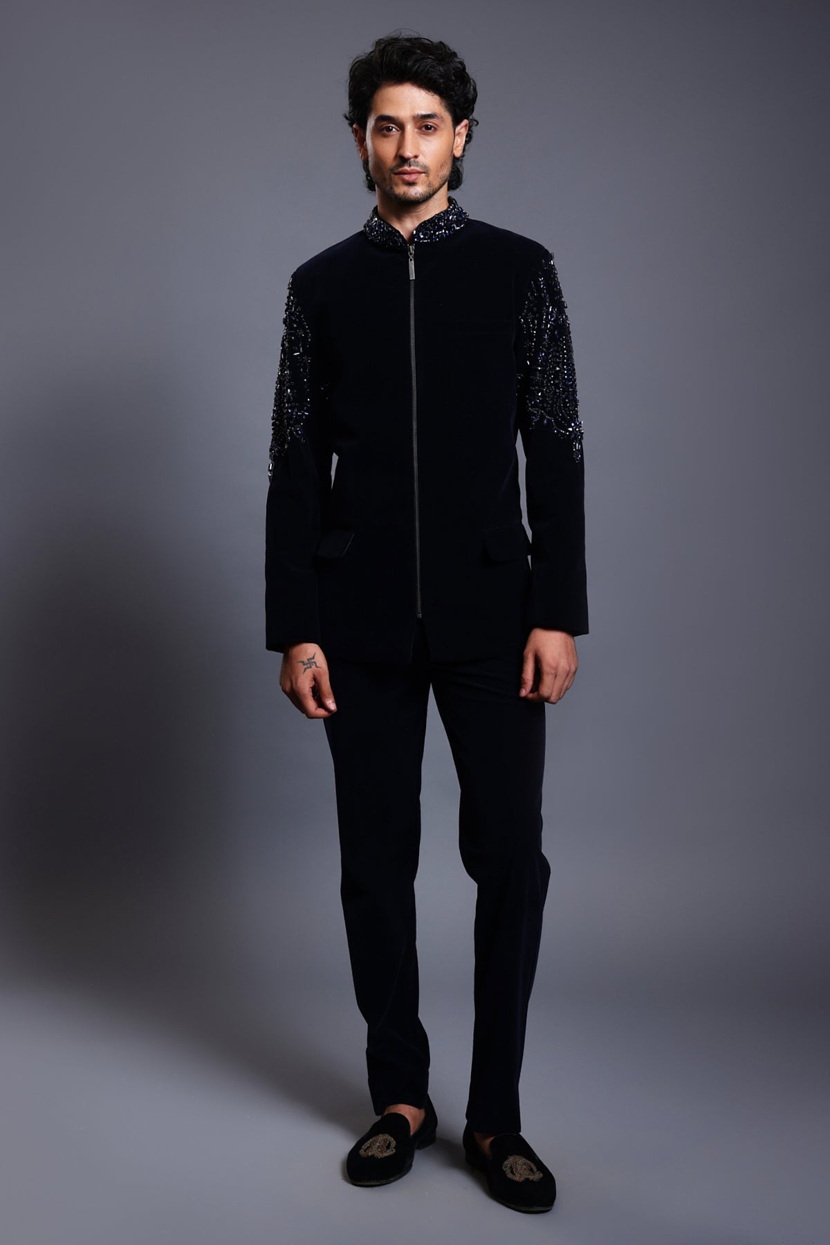 Cf Crystal Bandhgala Navy