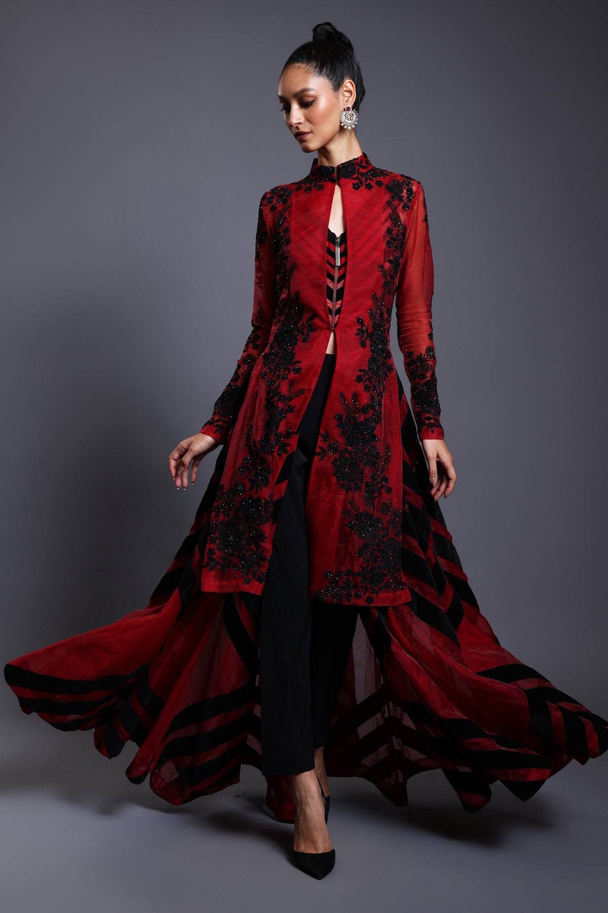 Cf Chevron Anarkali Maroon.