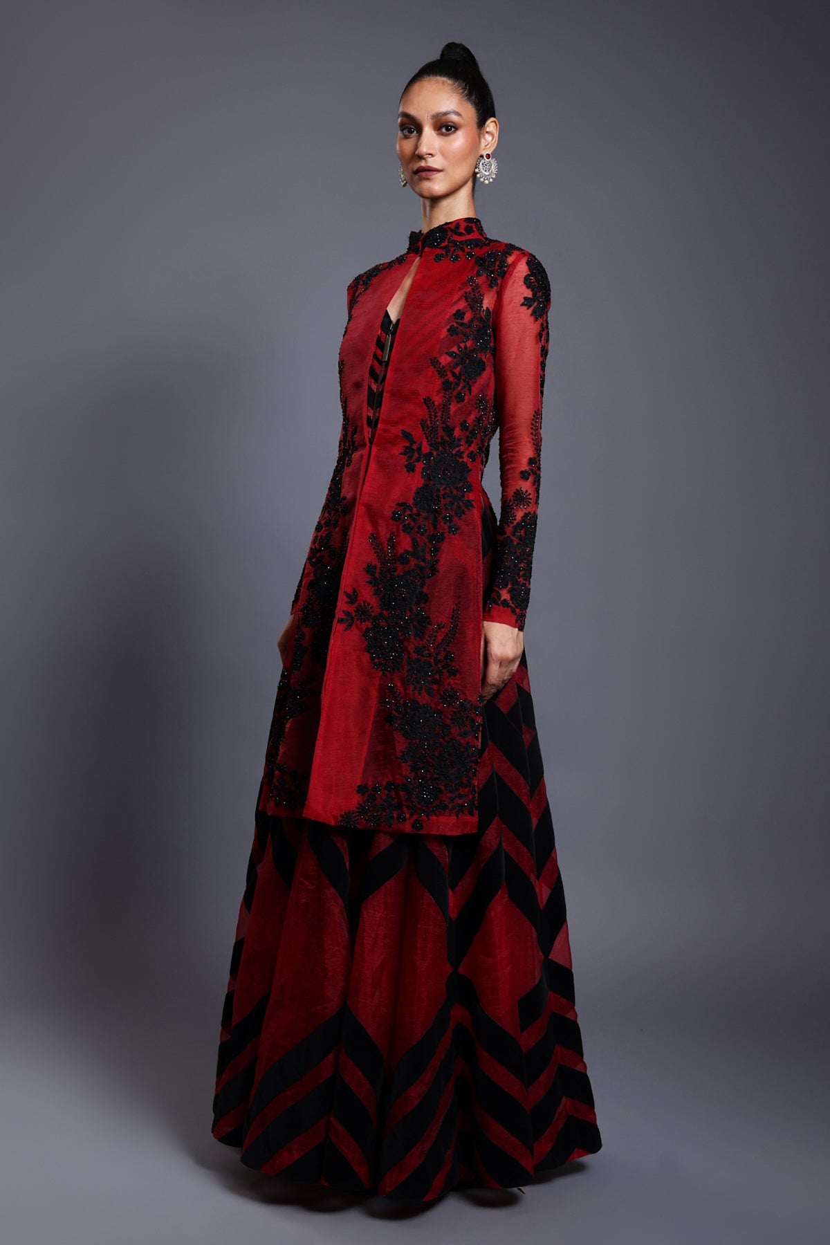 Cf Chevron Anarkali Maroon.