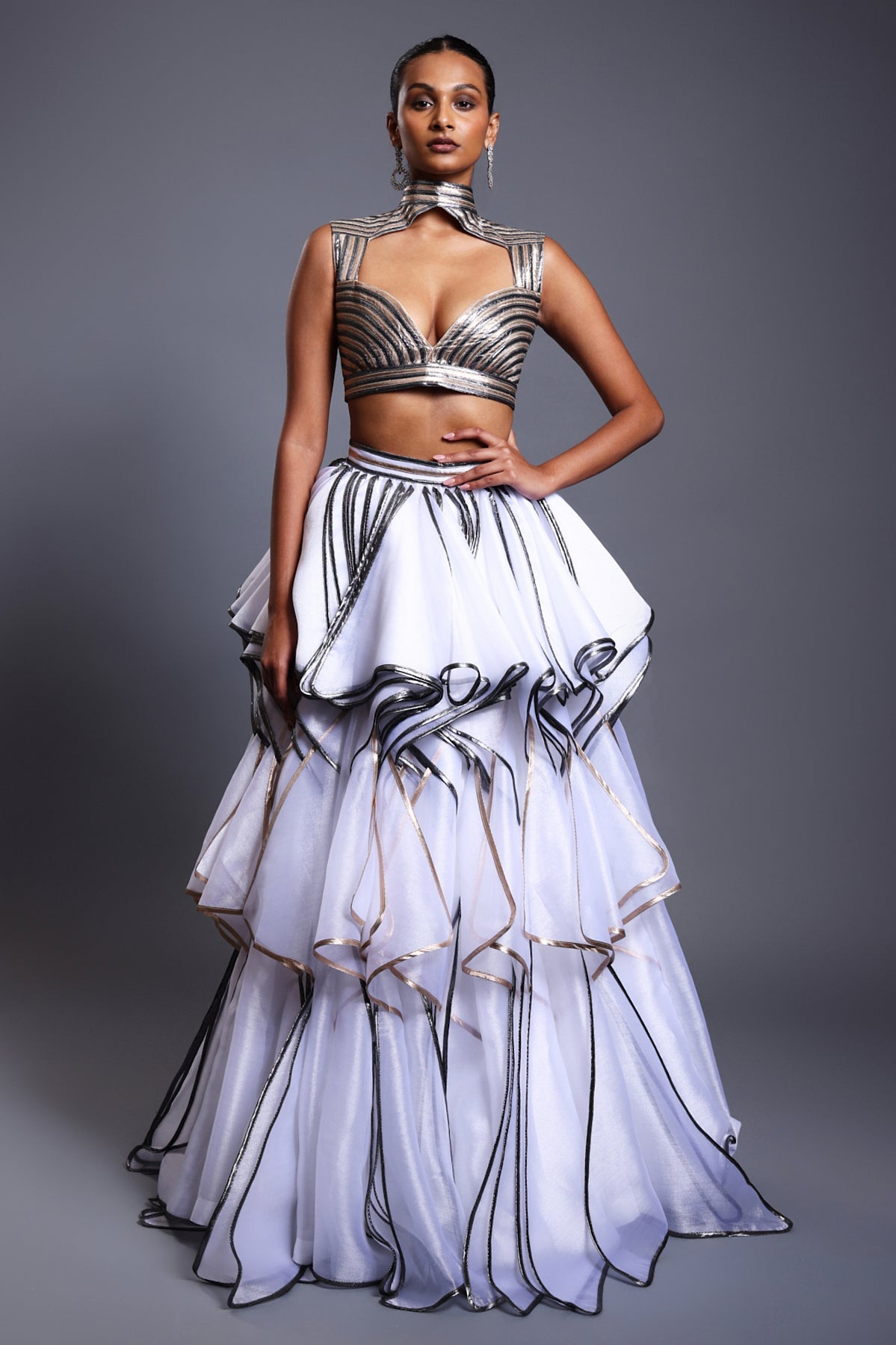 Cf Cascade Lehenga Ivory