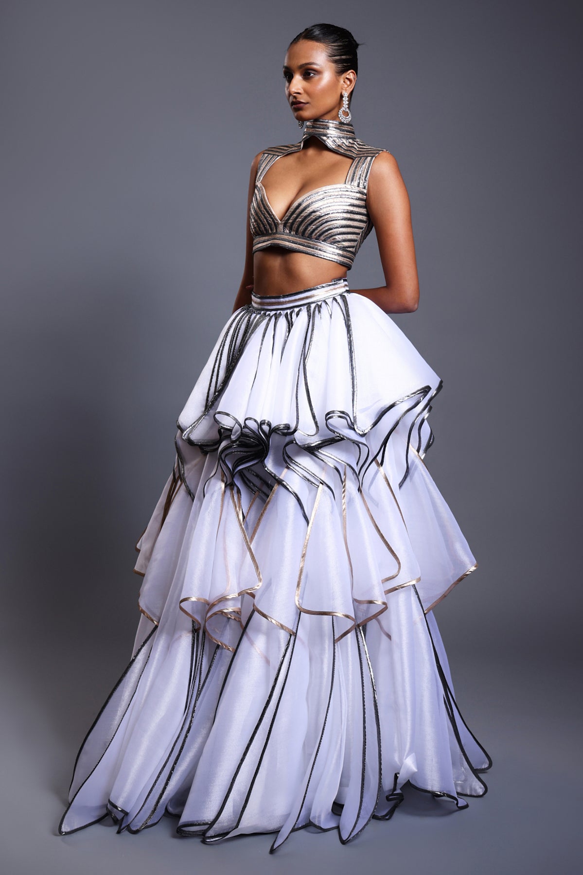 Cf Cascade Lehenga Ivory