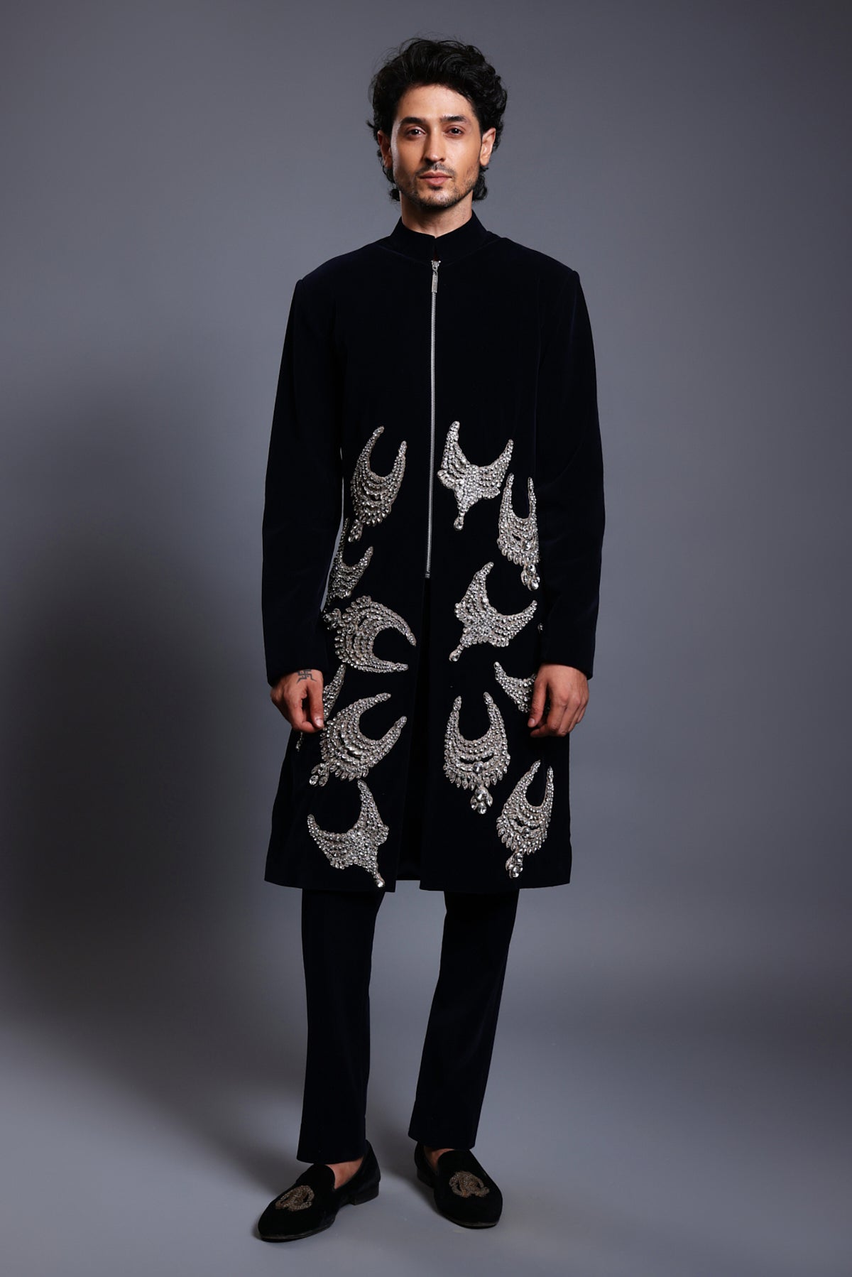 Cf Necklace Sherwani Navy / St-Icw24-Shrwn-016