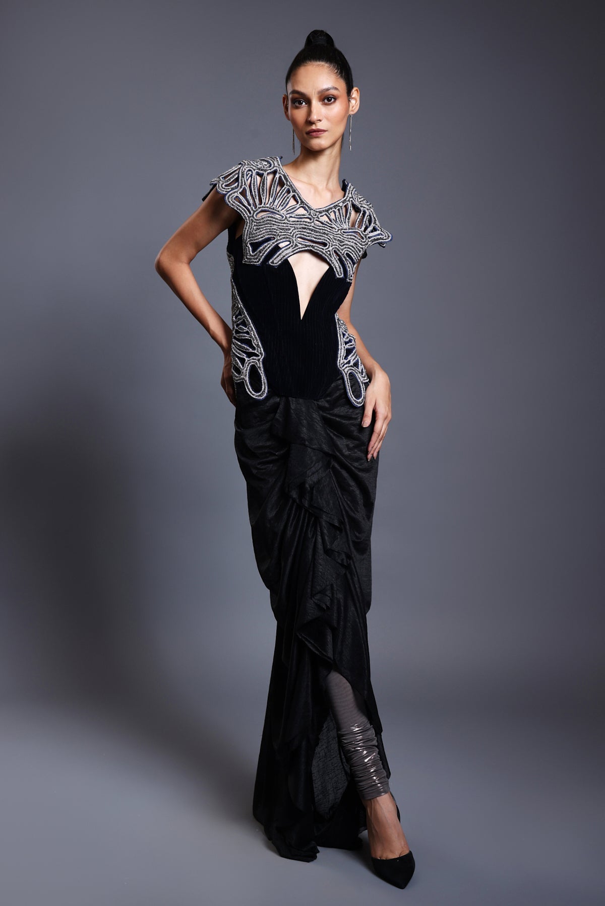 Cf Slub Leggings Skirt Drape Black