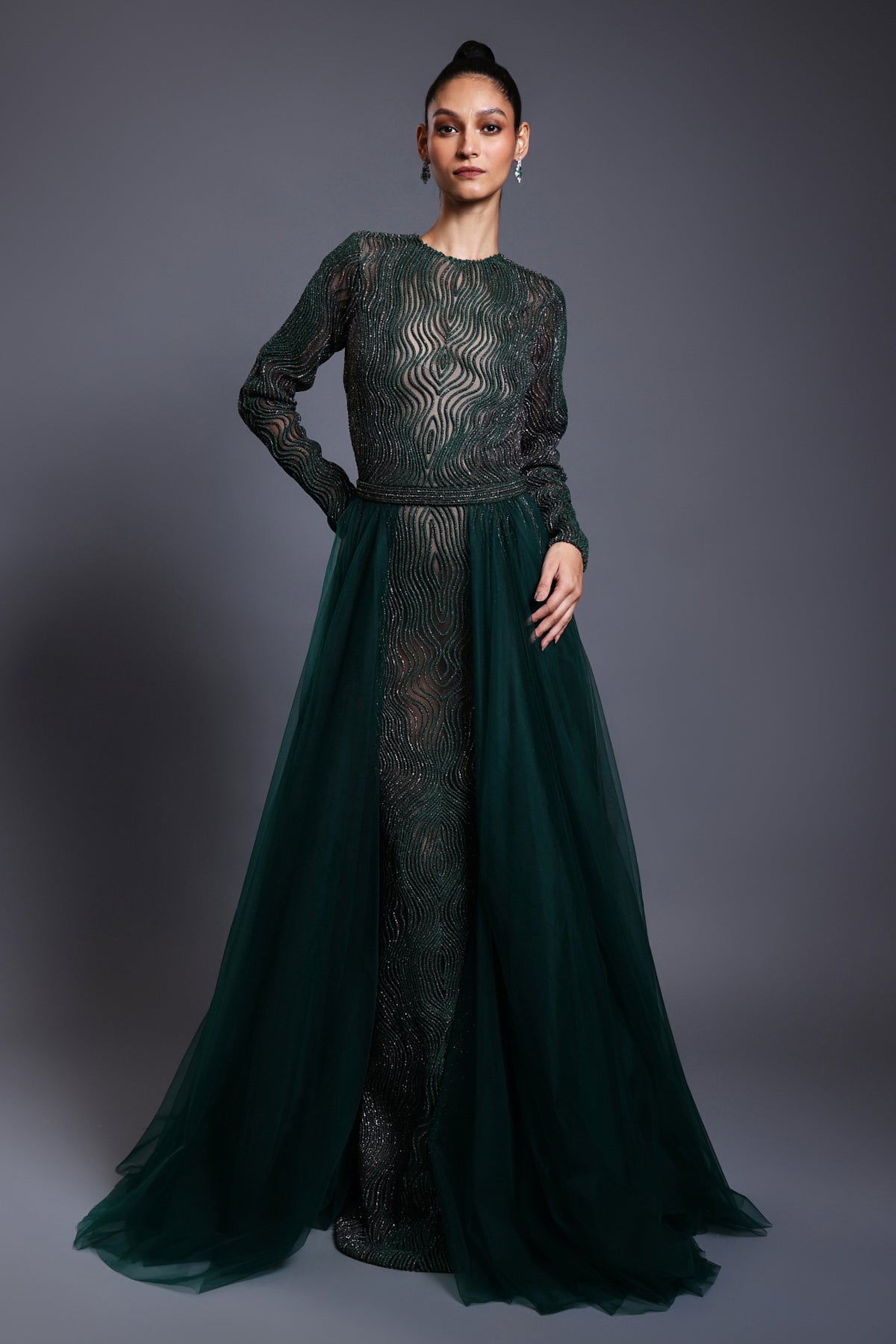 Cf Drip Work Gown Emerald.