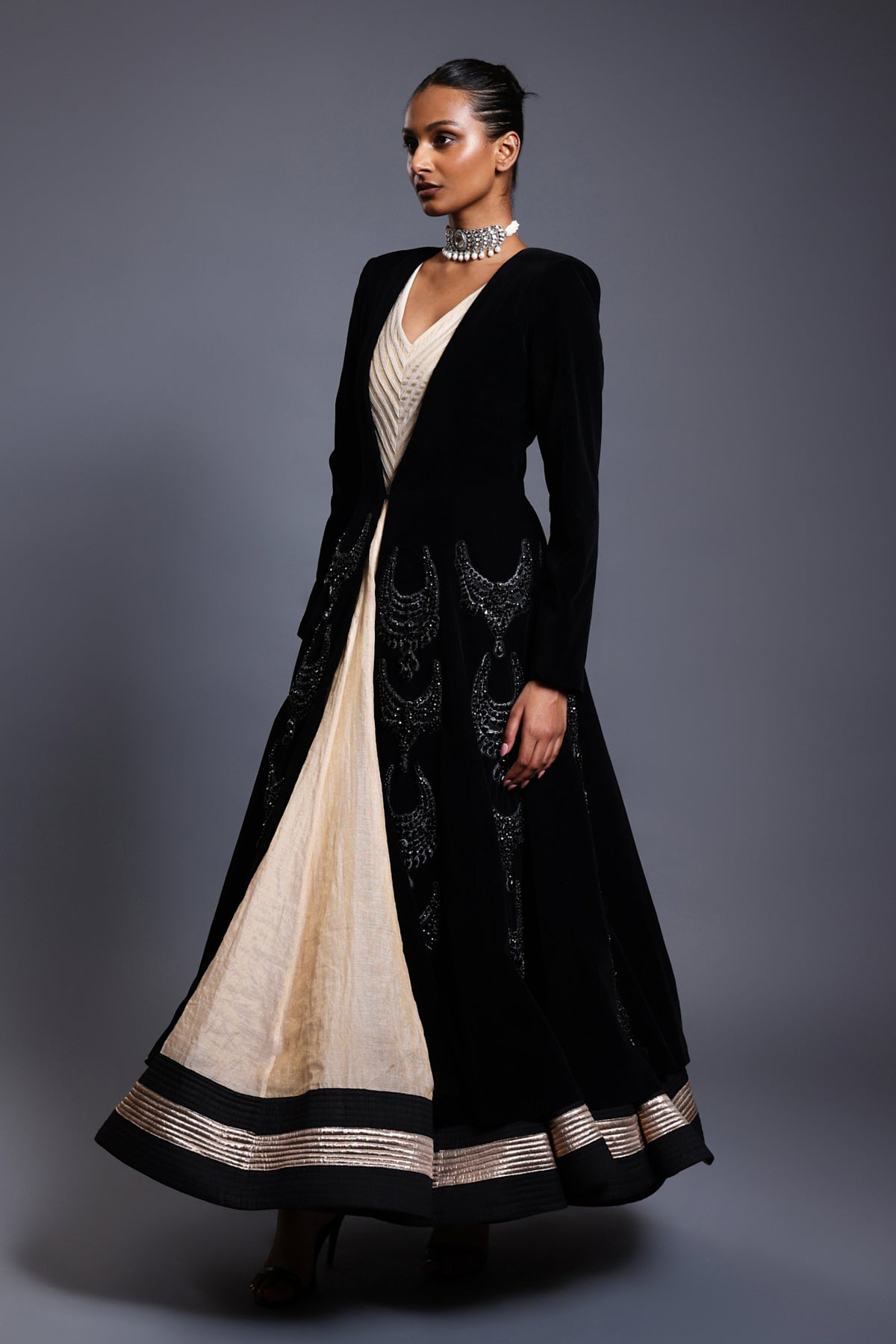 Cf Anarkali Black-Gold
