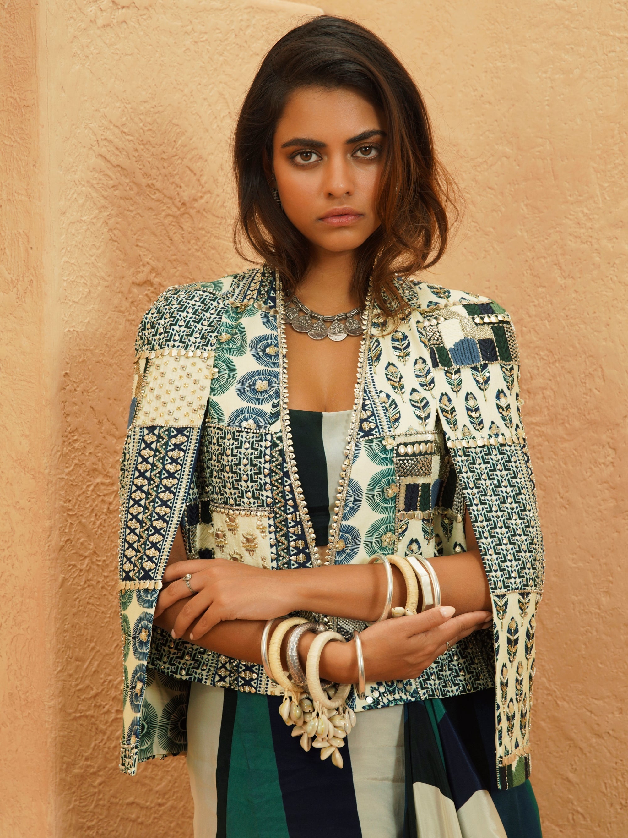 Afreen Embellished Cape Jacket