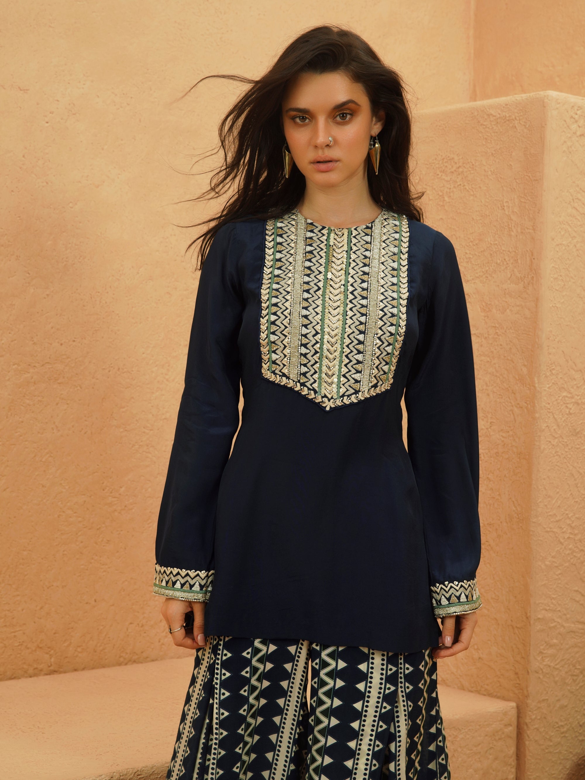 Zahara Midnight Blue Kurta And Flared Pant