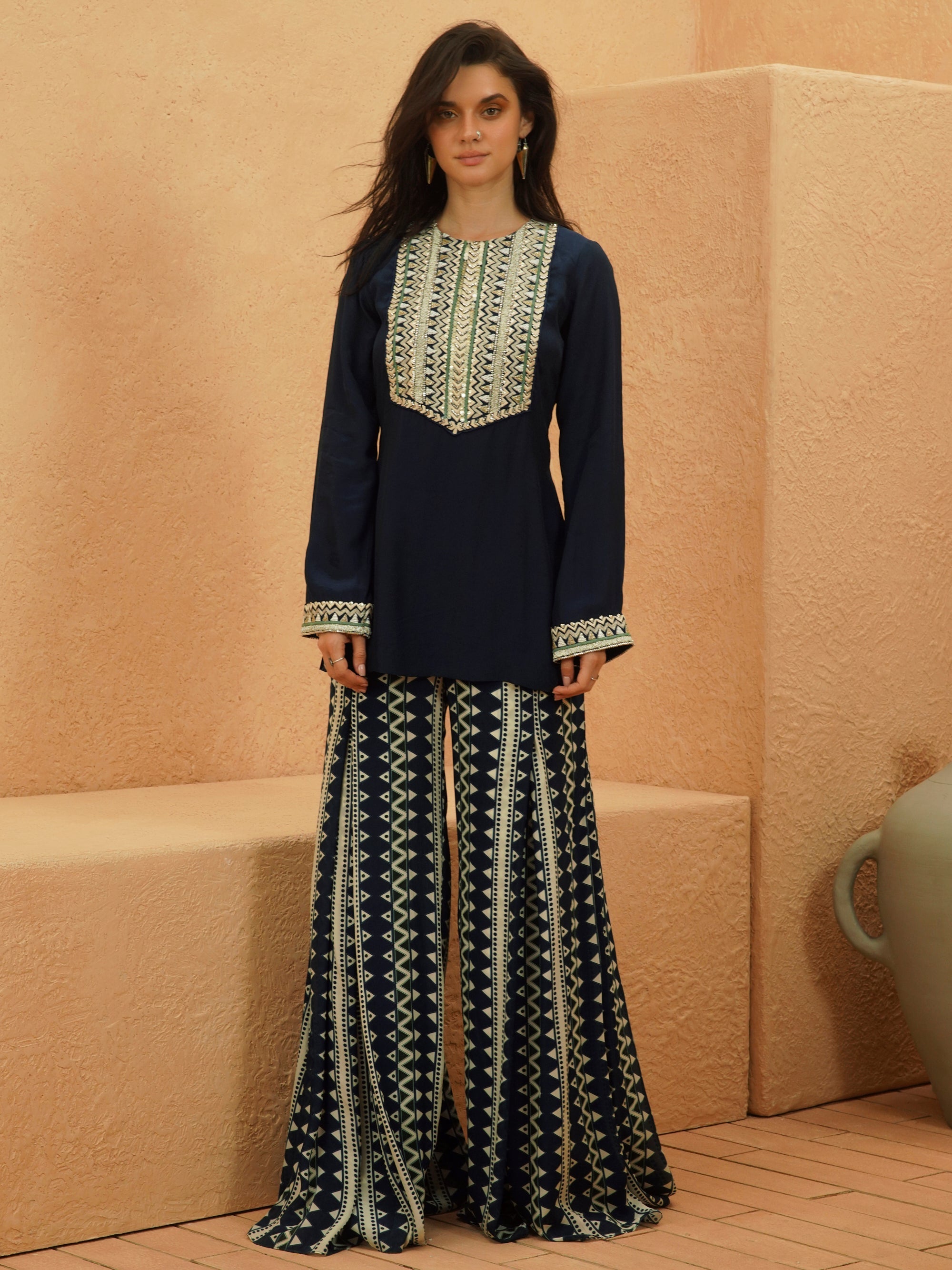 Zahara Midnight Blue Kurta And Flared Pant