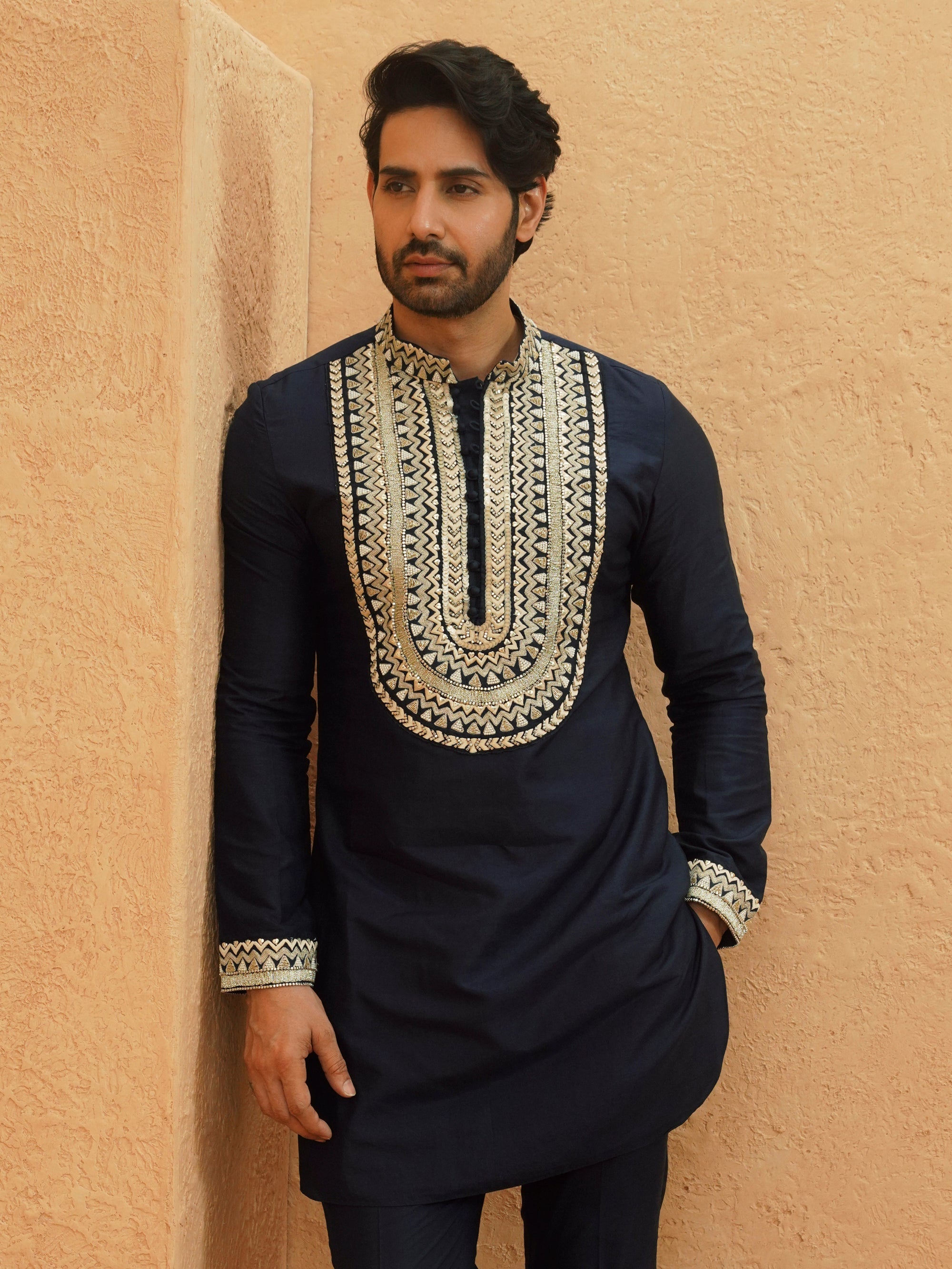 Malik Midnight Blue Kurta Set