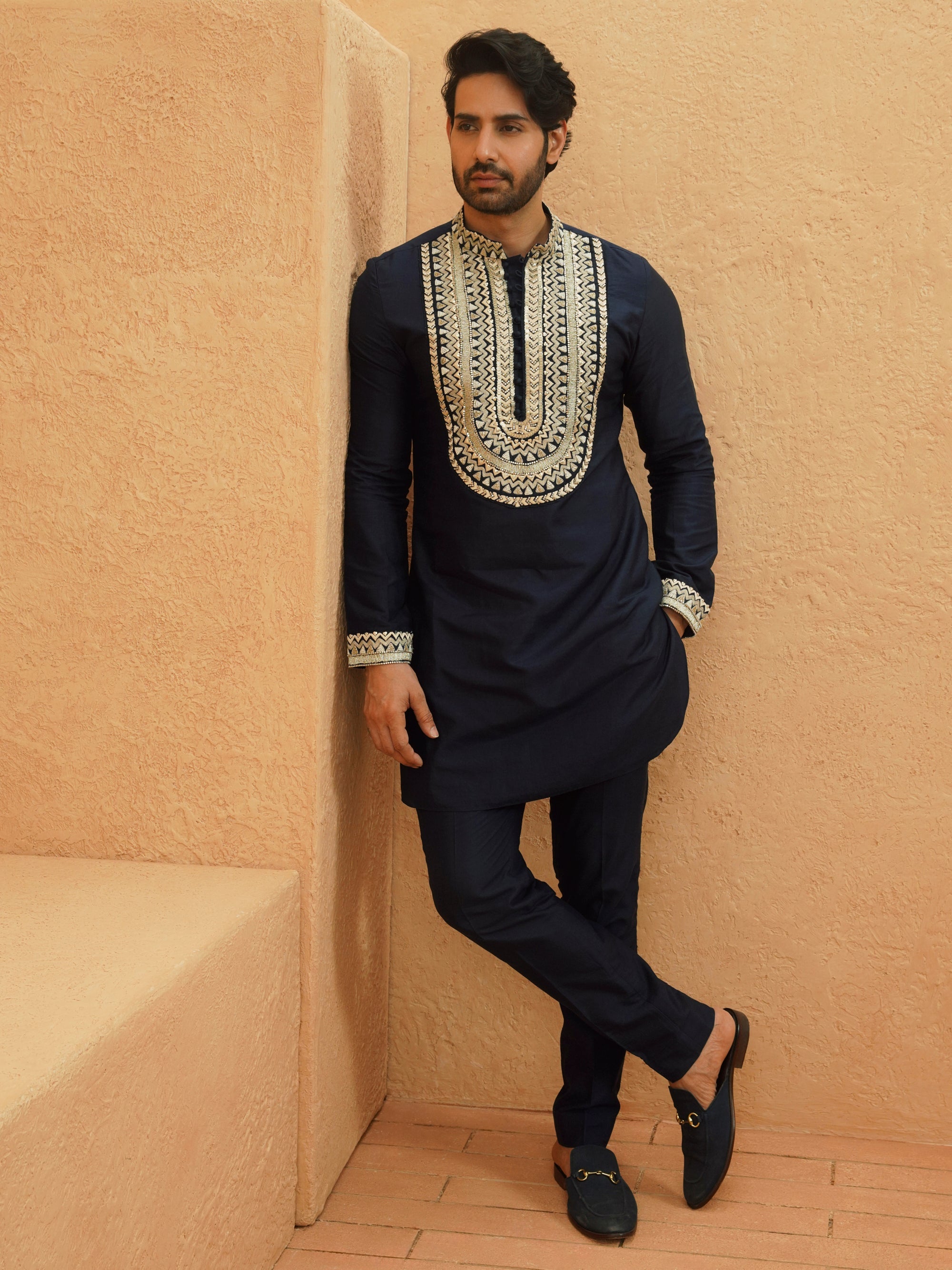 Malik Midnight Blue Kurta Set