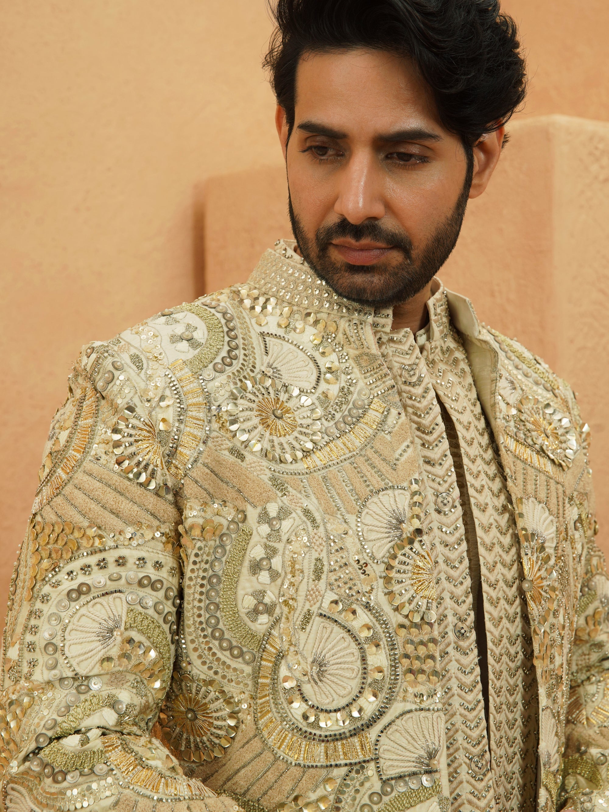 Yasir Heavily Embellished Sherwani With Pants