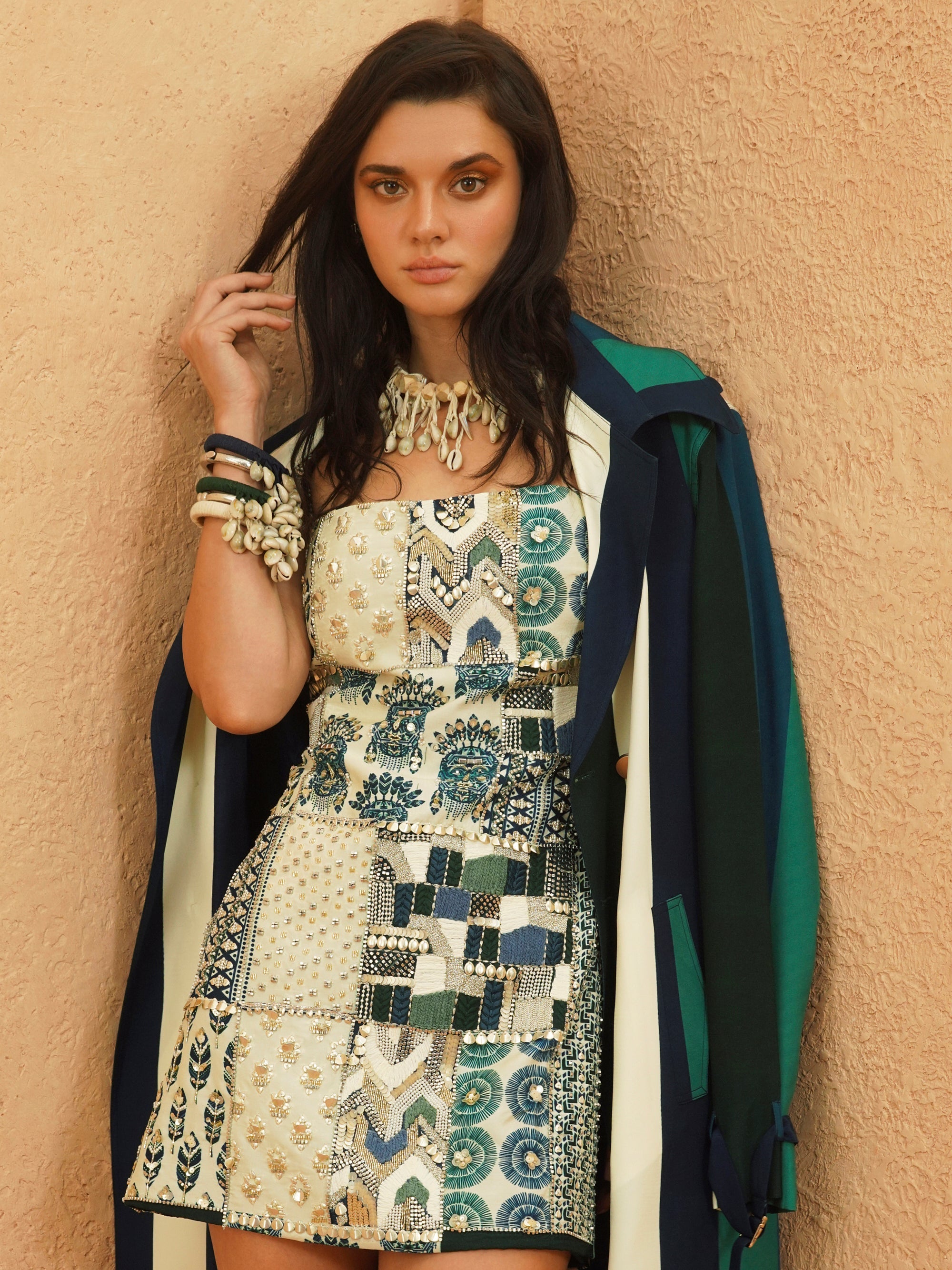 Zia Stripe Trench Coat Multi-Colored