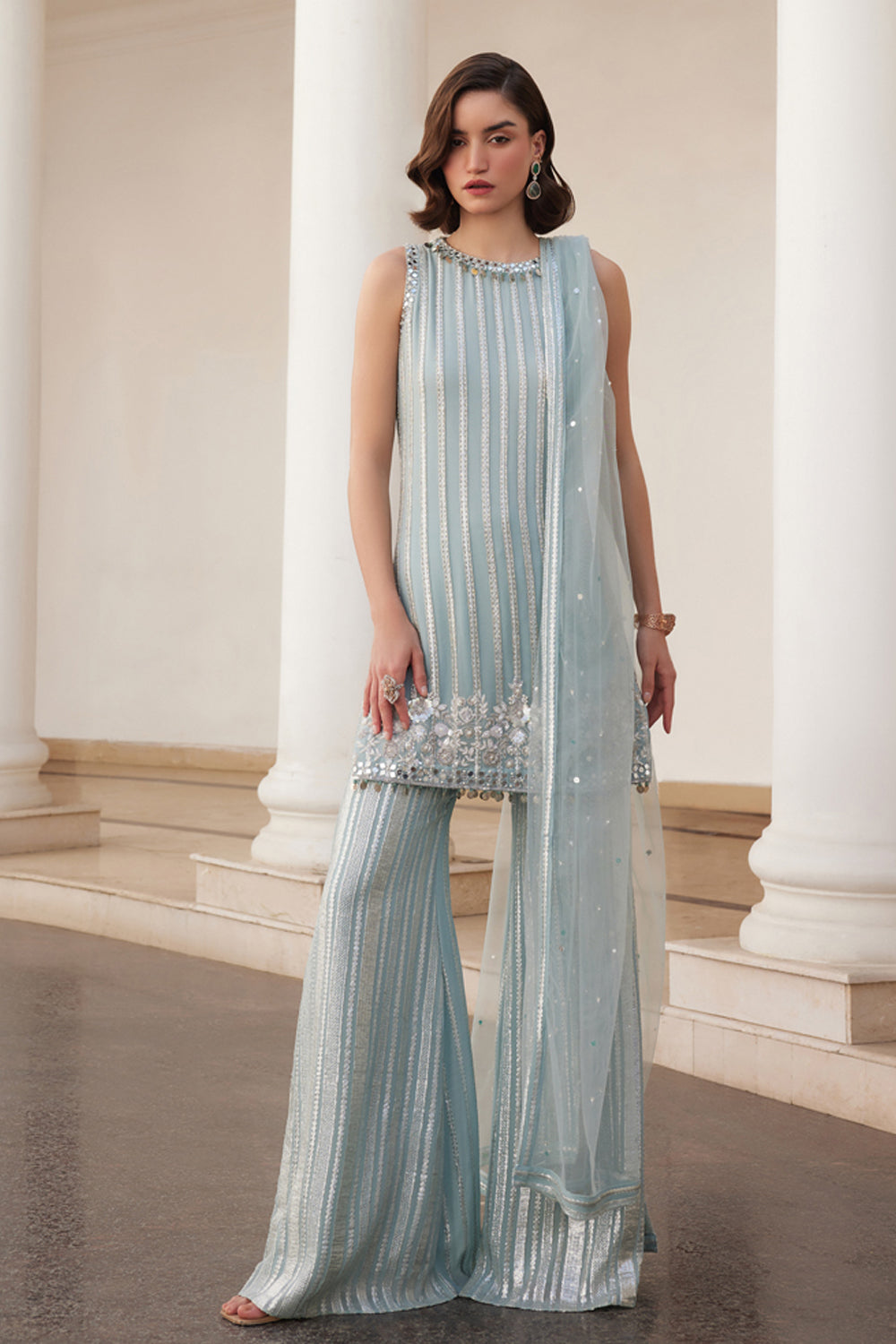 Powder Blue Kurta And Pants Set