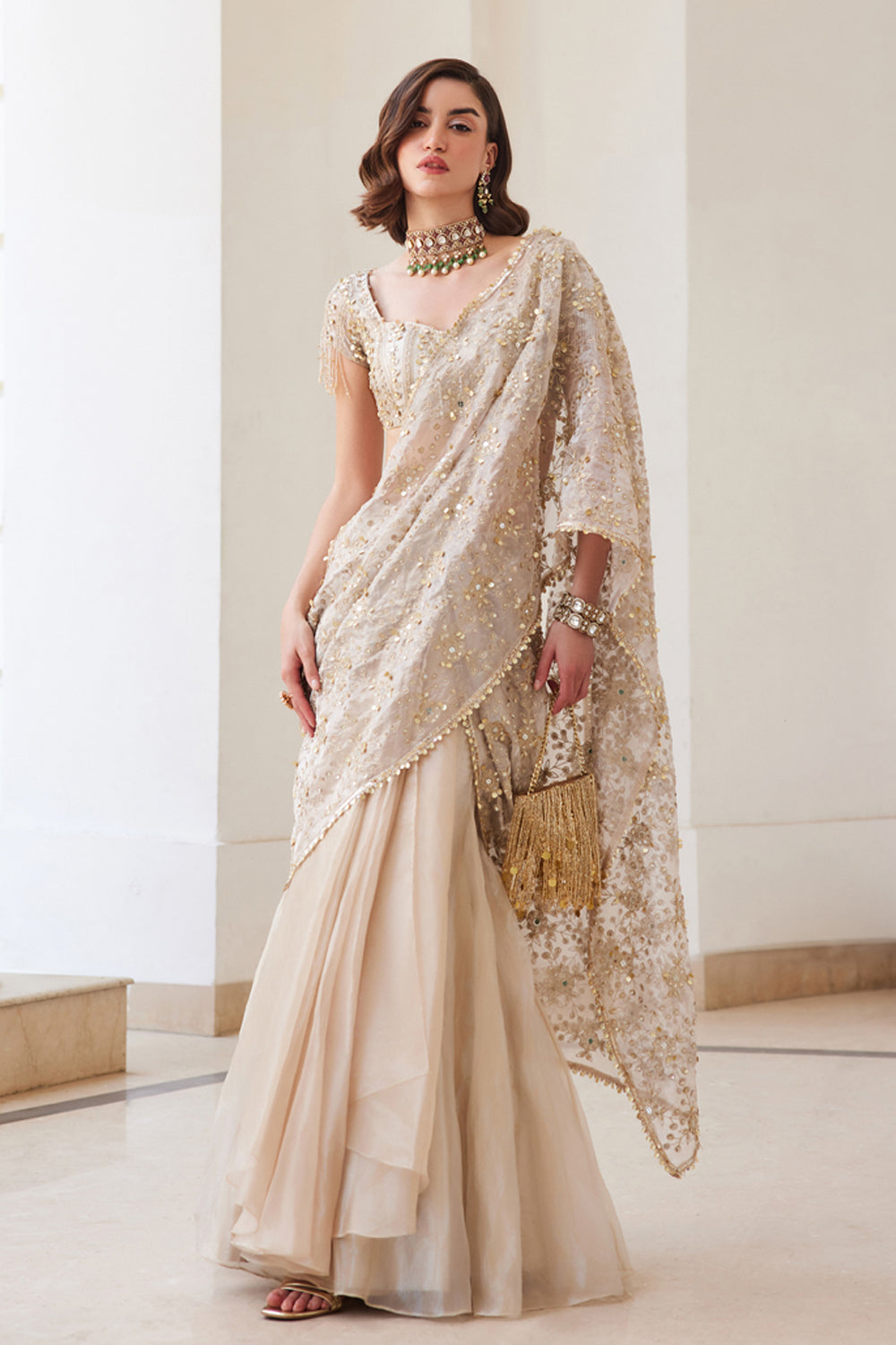 Tissue Pre-Drape Saree