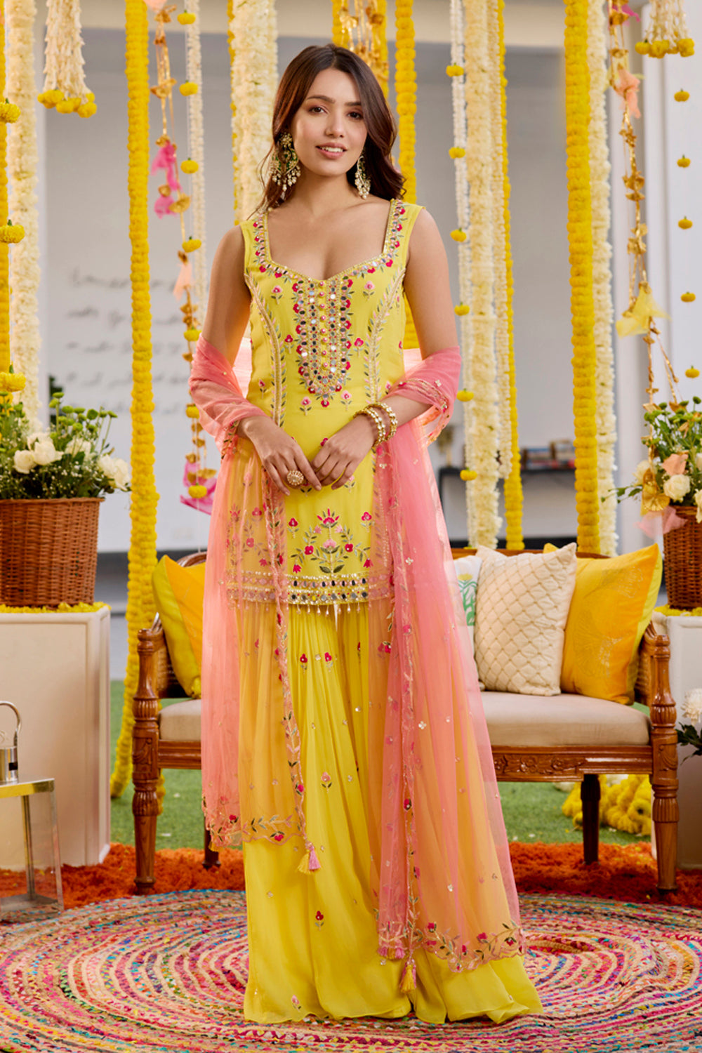 Sunshine Yellow Kurta And Sharara Set