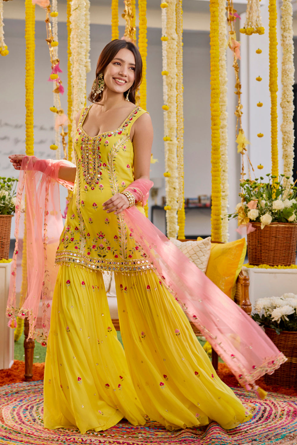 Sunshine Yellow Kurta And Sharara Set