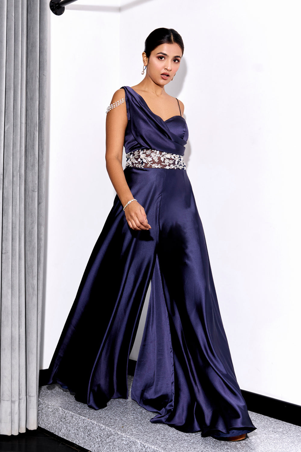 Midnight Blue Drape Jumpsuit