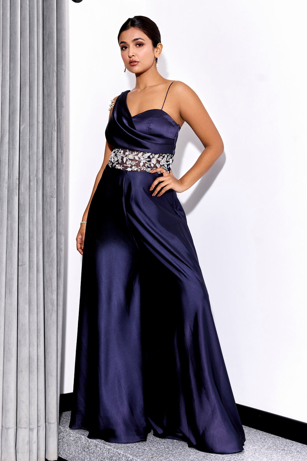Midnight Blue Drape Jumpsuit