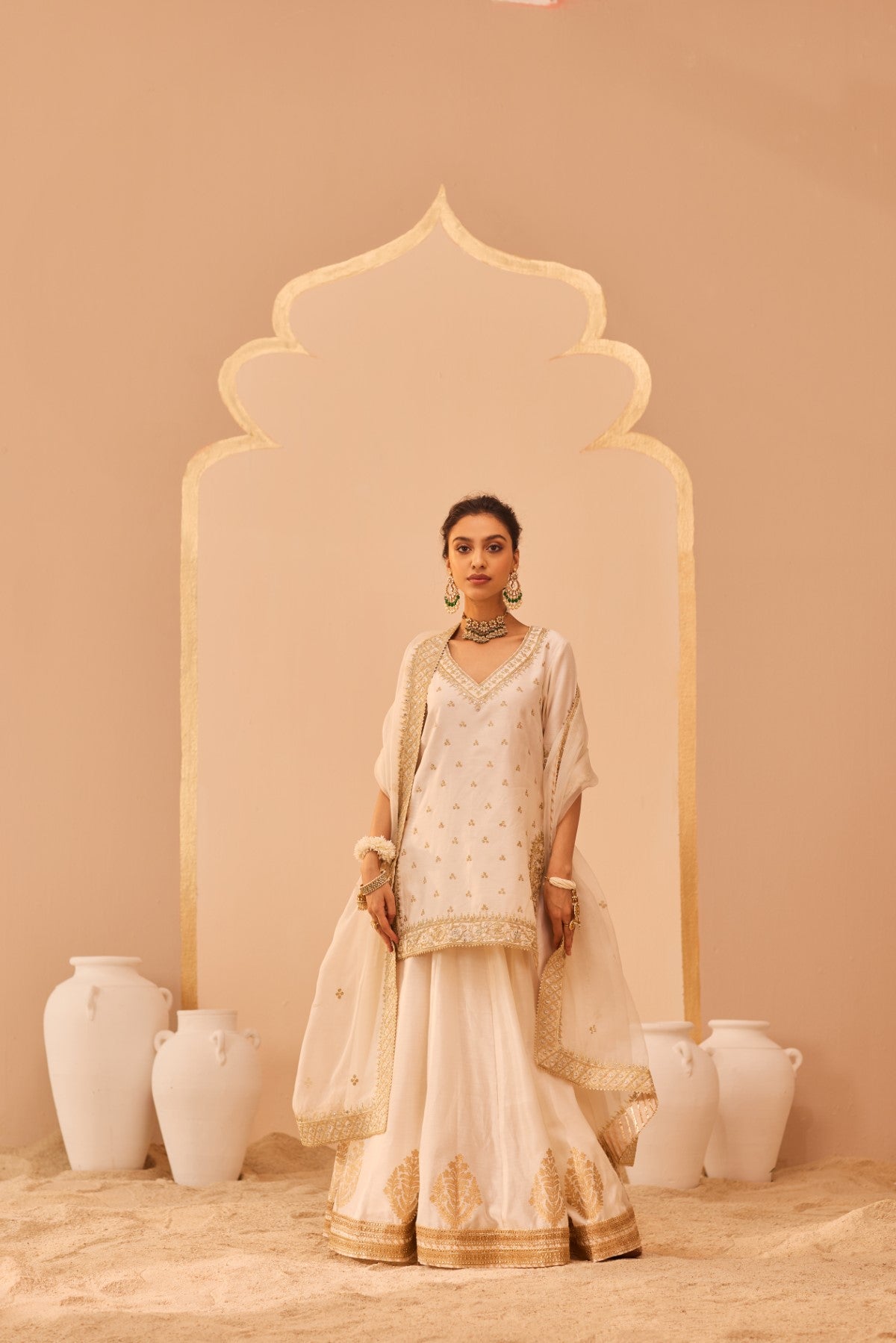 Faaiza - Daisy Ivory Kurta Lehenga Set
