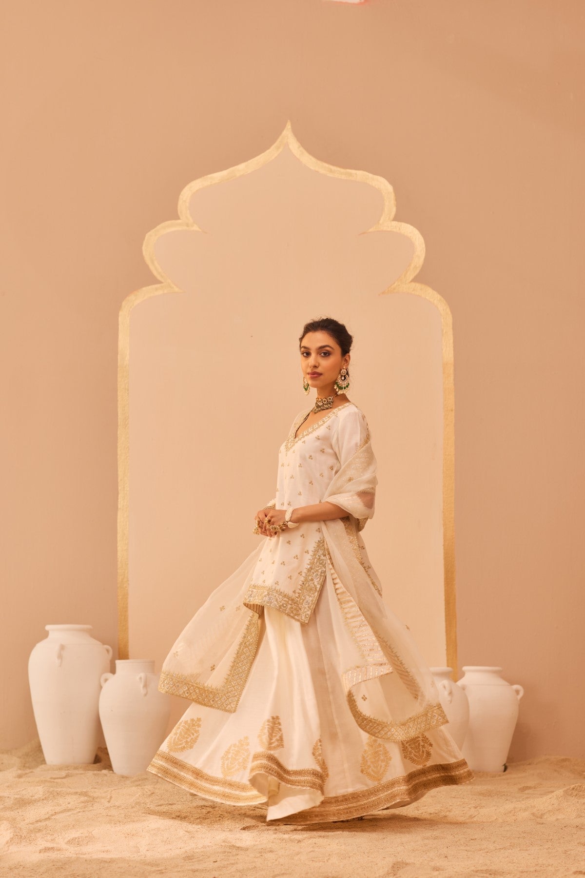 Faaiza - Daisy Ivory Kurta Lehenga Set