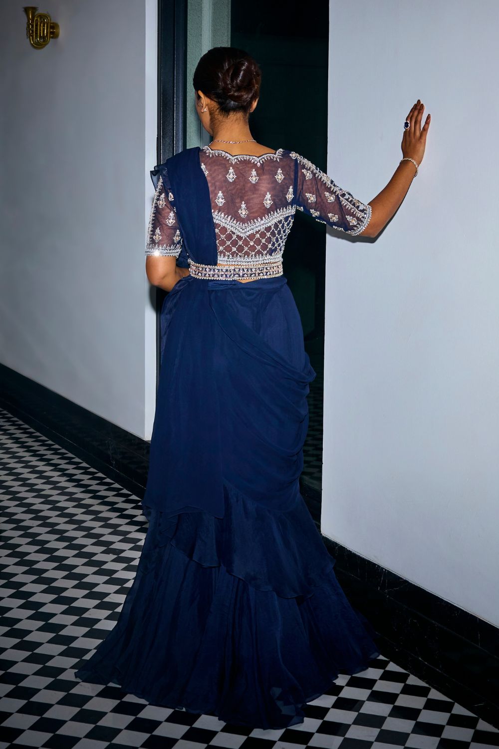 Midnight Blue Ruffle Saree