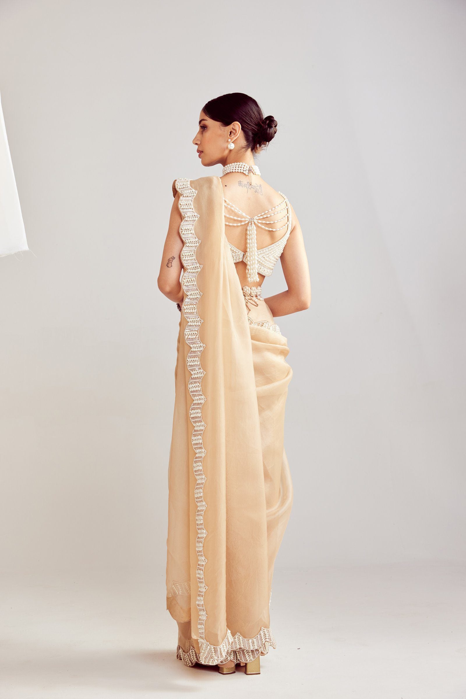 Vvani Vats,VAAW SR 2405,Beige Saree Set
