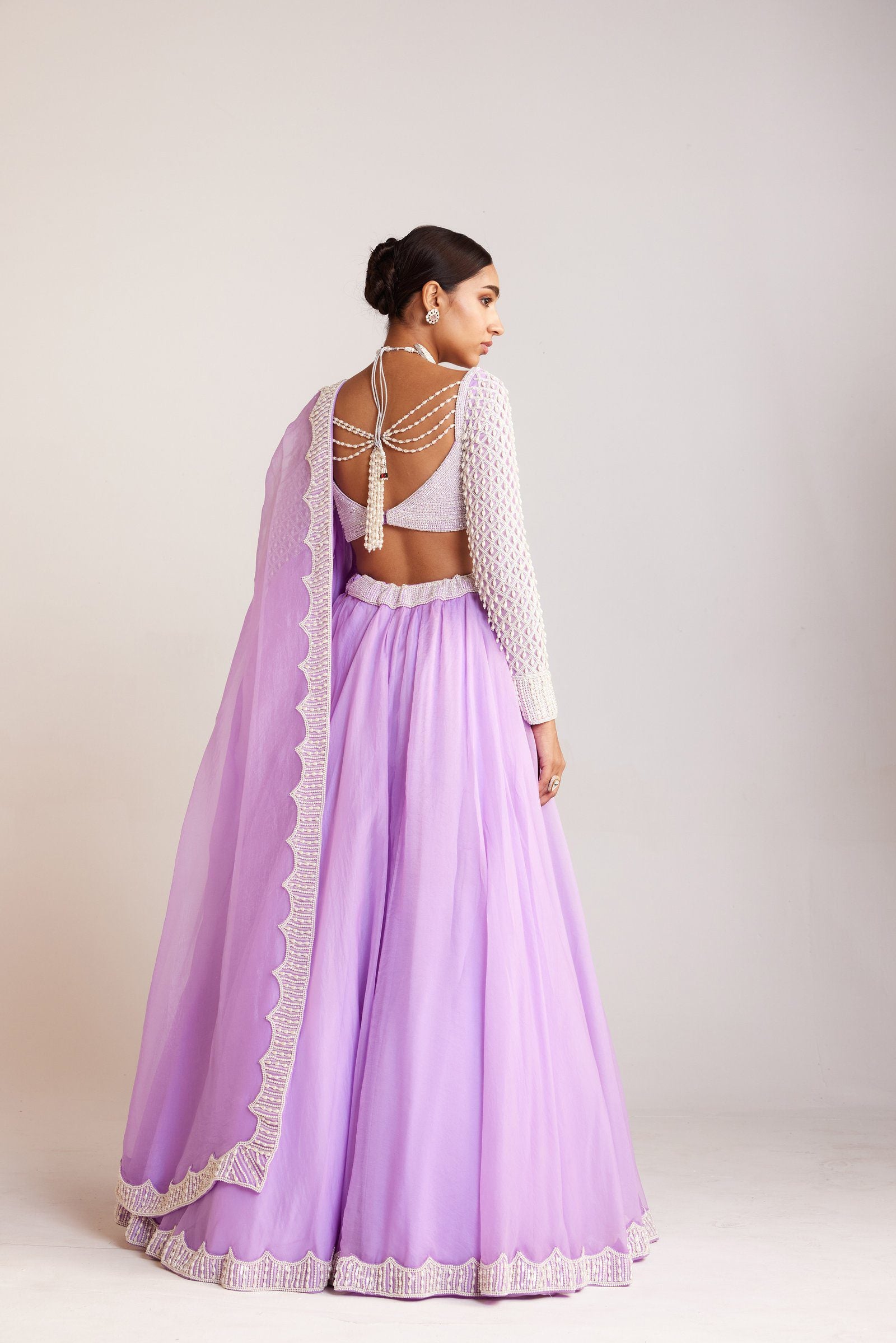 Vvani Vats,VAAW LH 2417,Lilac Organza Lehenga Set