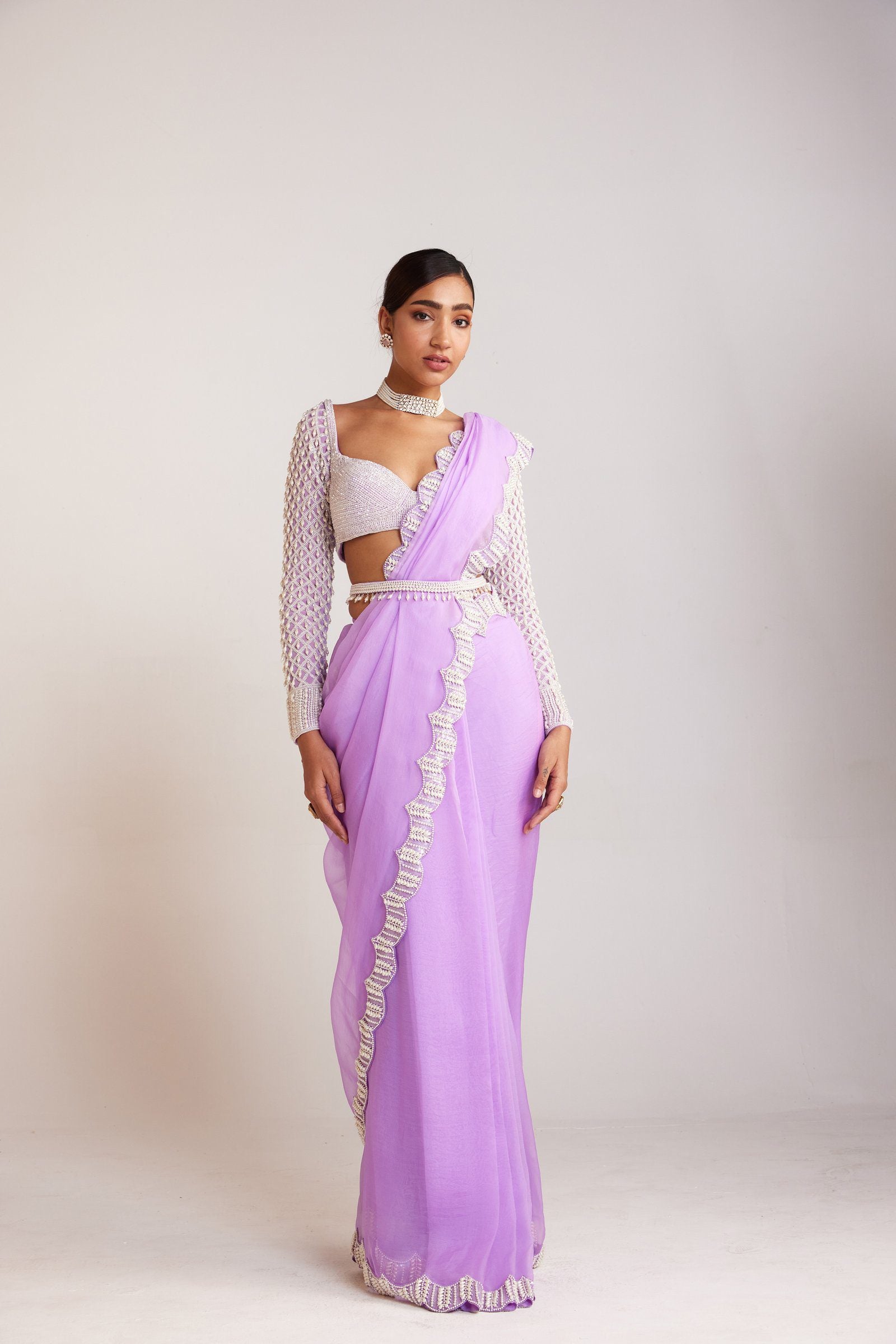 Vvani Vats,VAAW SR 2419,Lilac Saree Set