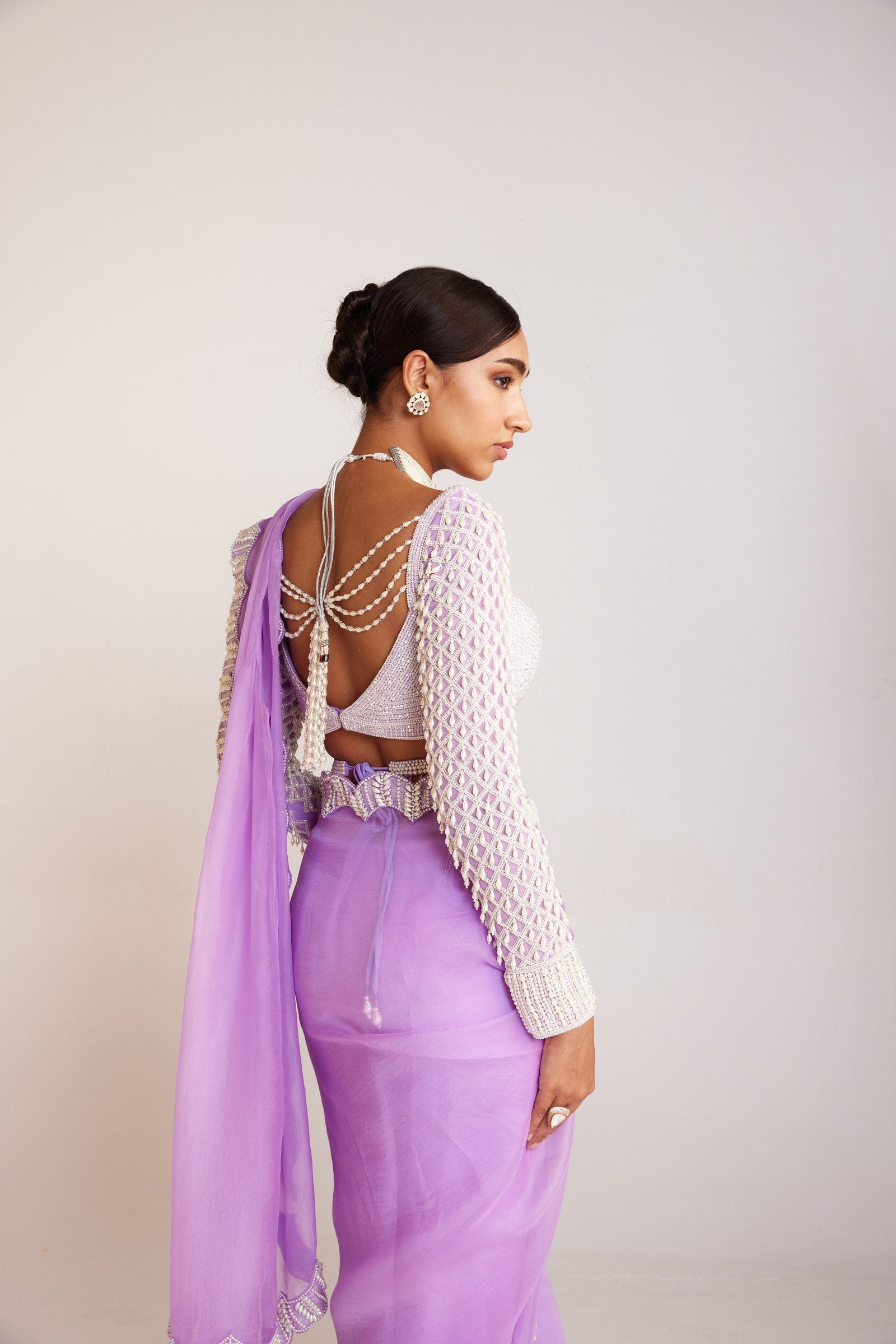 Vvani Vats,VAAW SR 2419,Lilac Saree Set