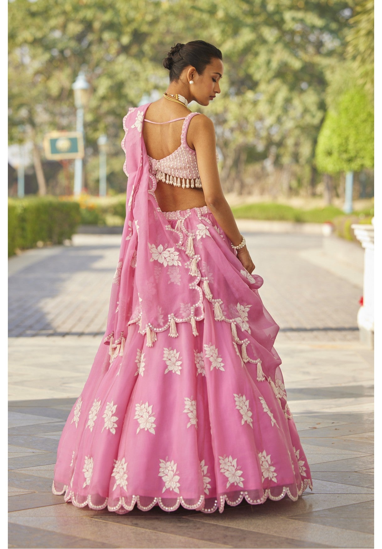Pink Flower Lehenga Set