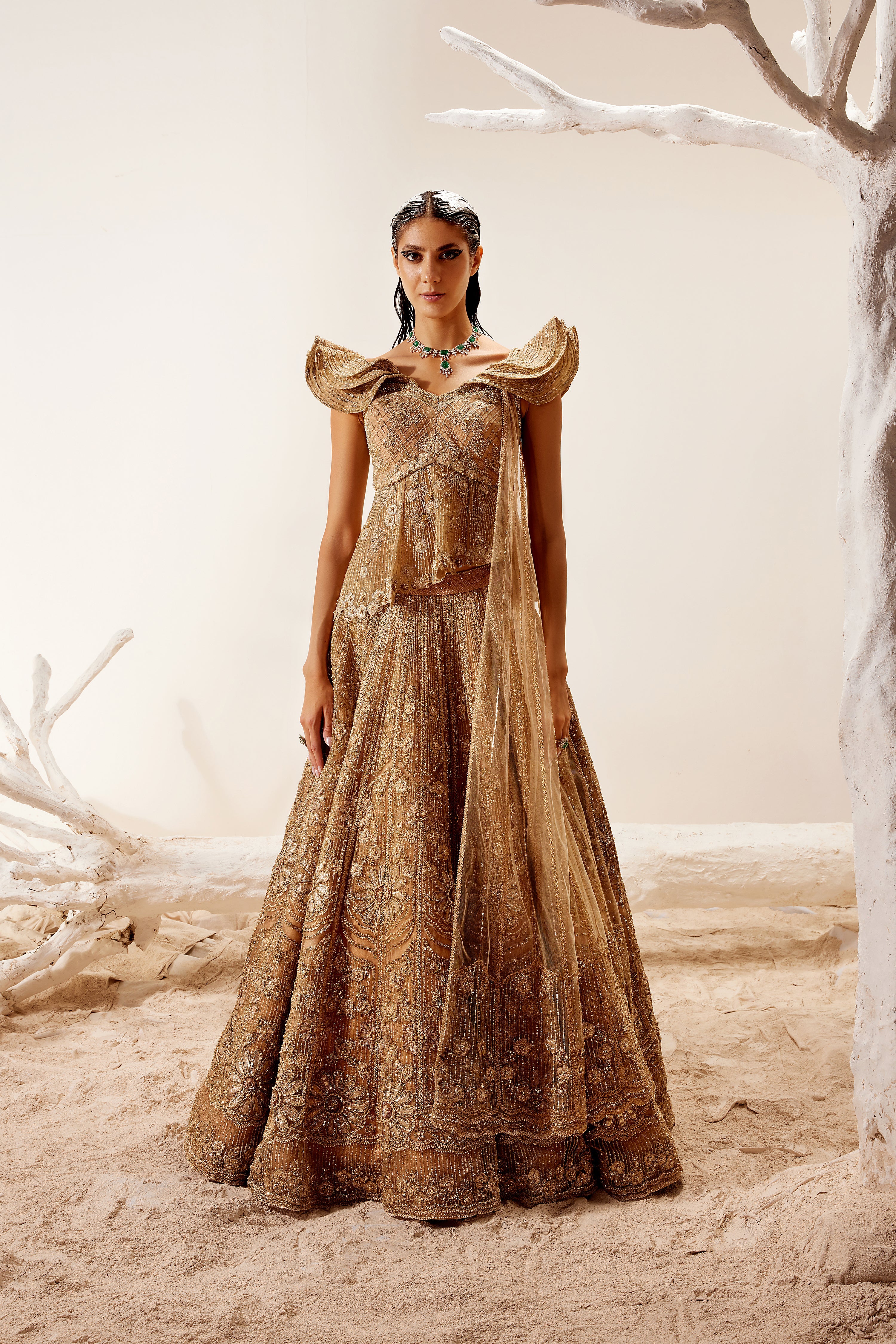 Metallic Floral Detail Lehenga