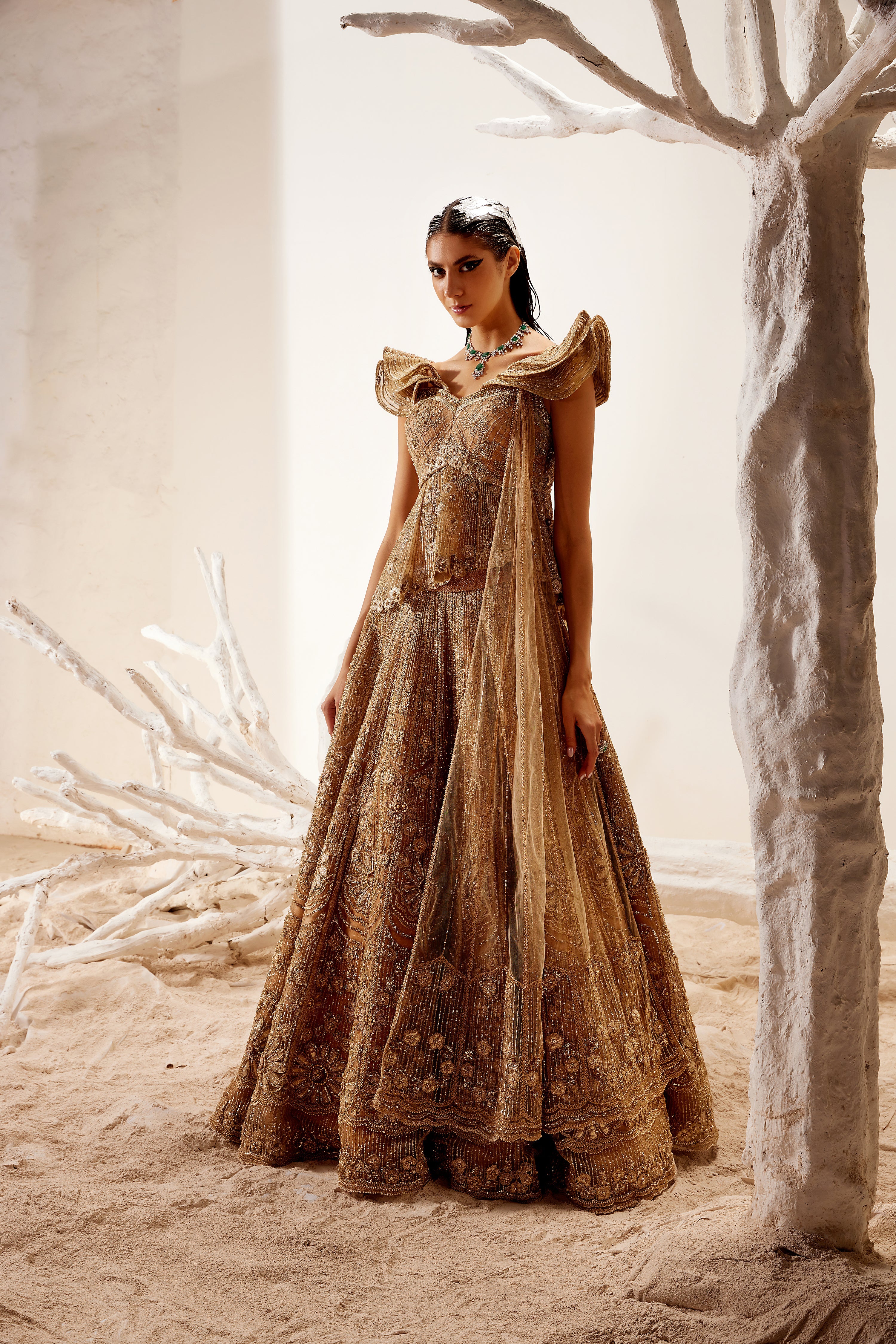 Metallic Floral Detail Lehenga