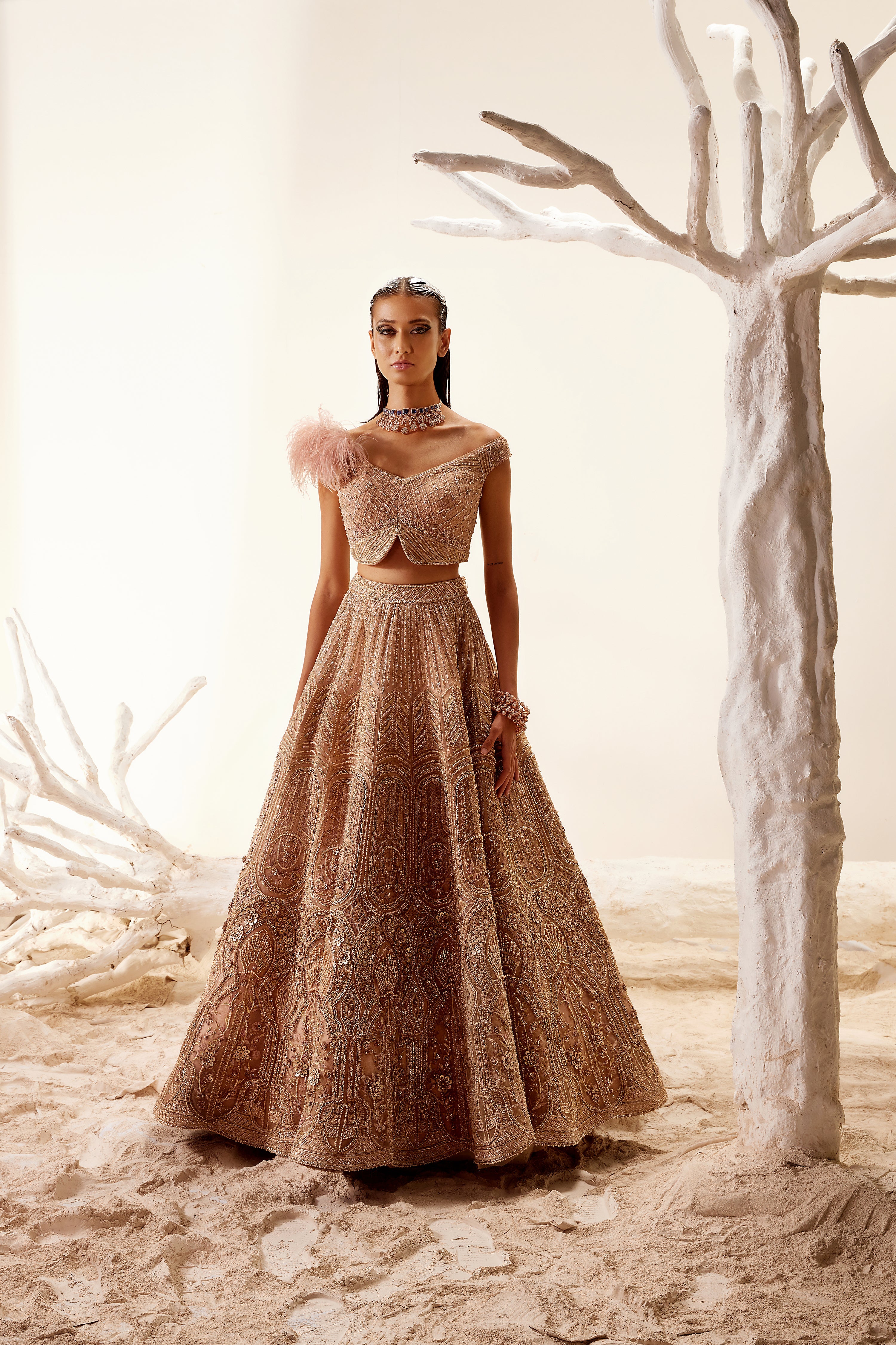 Mosiac Gold Floral Lehenga