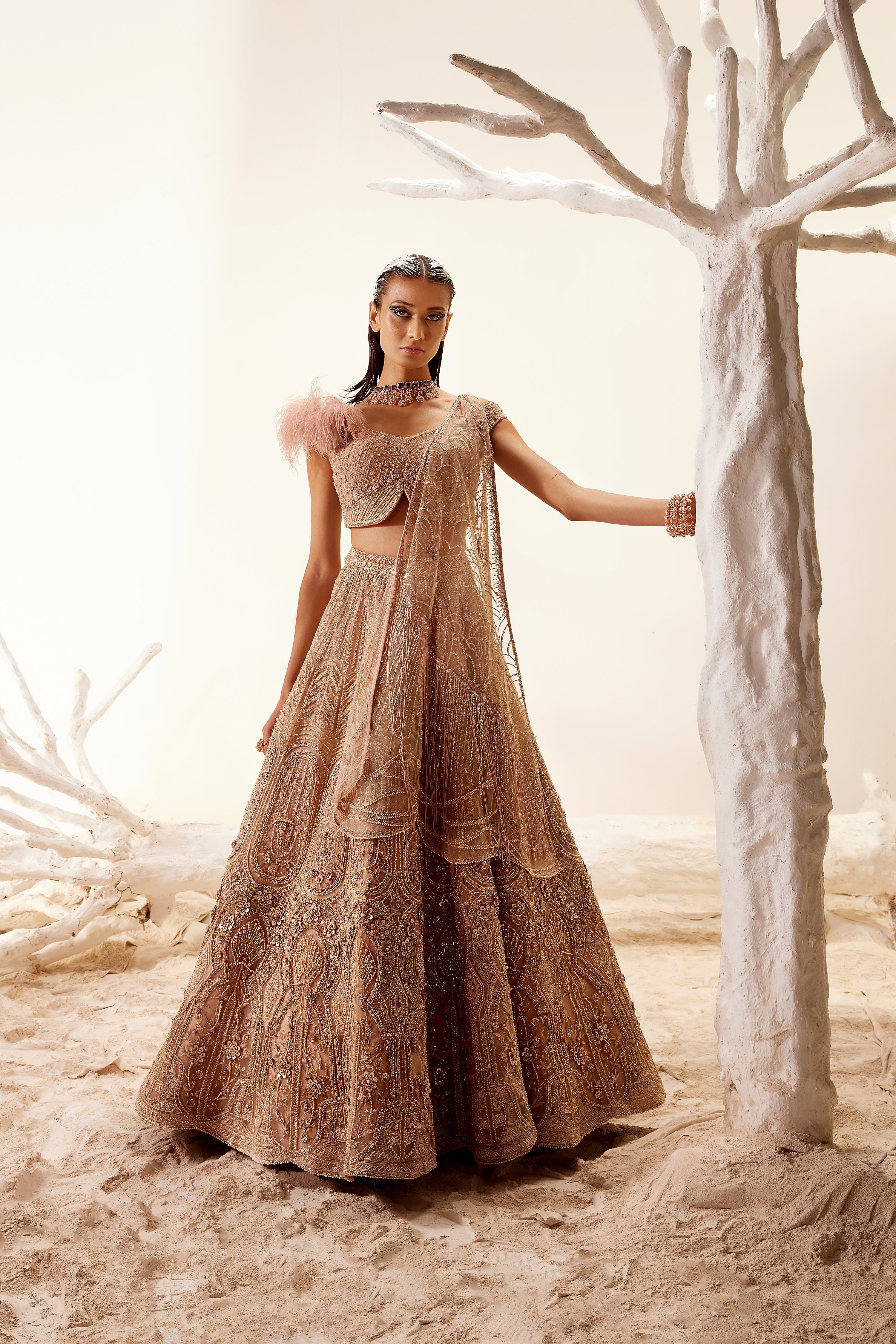 Mosiac Gold Floral Lehenga