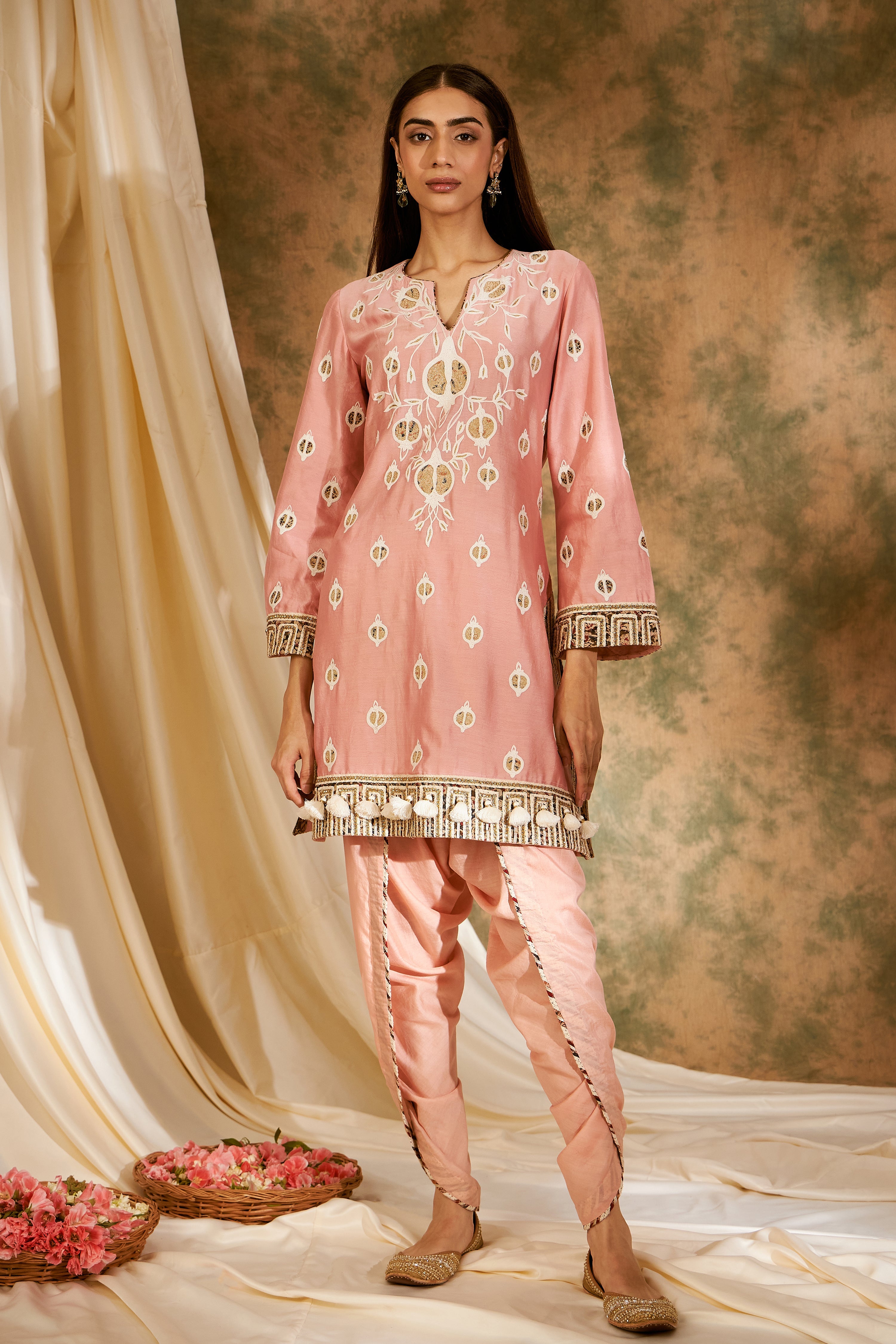 Anaar Short Kurta With Dhoti Pants & Dupatta