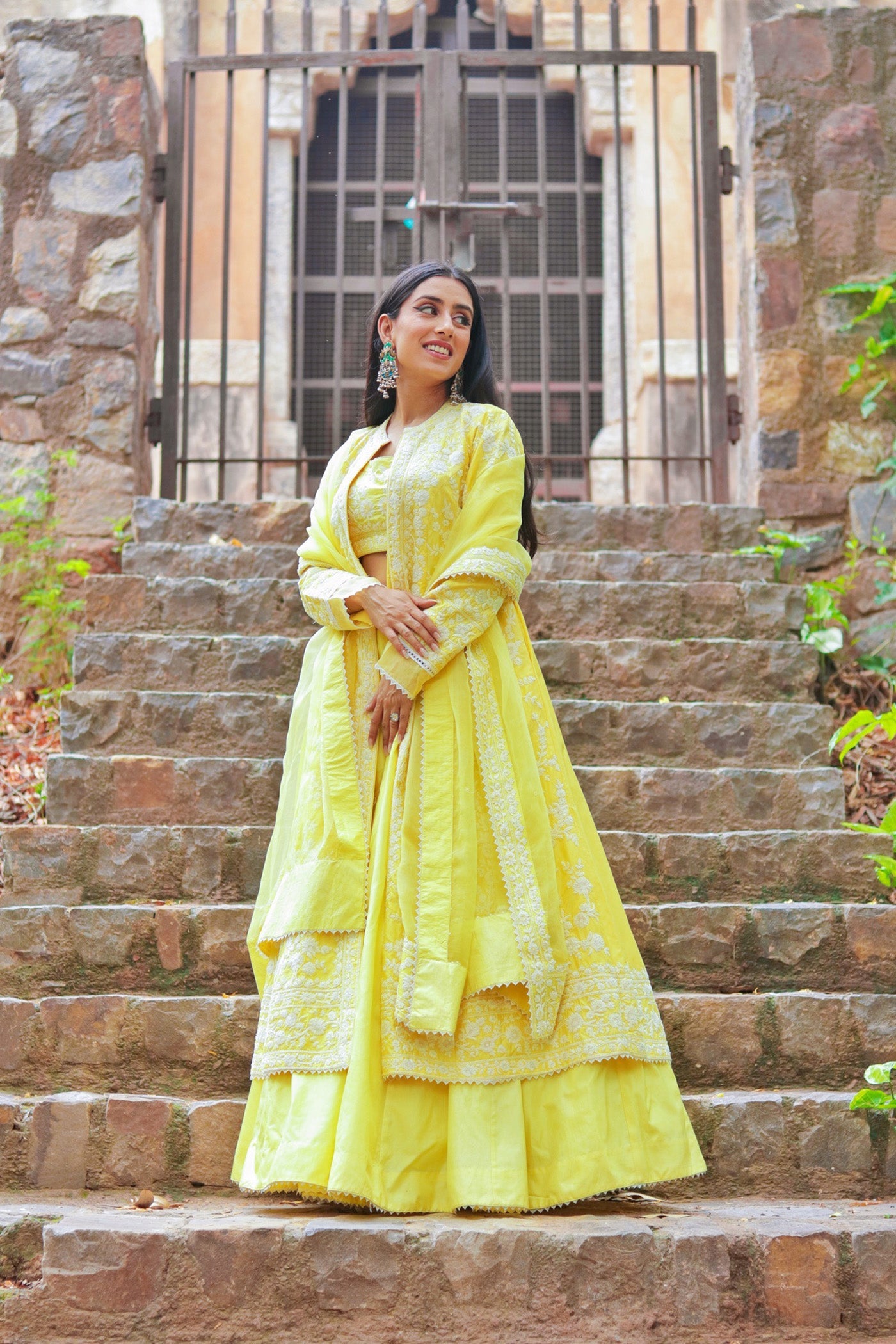 Upasana Ghai In Zahria - Lemon Yellow Jacket, Lehenga With Blouse And Dupatta