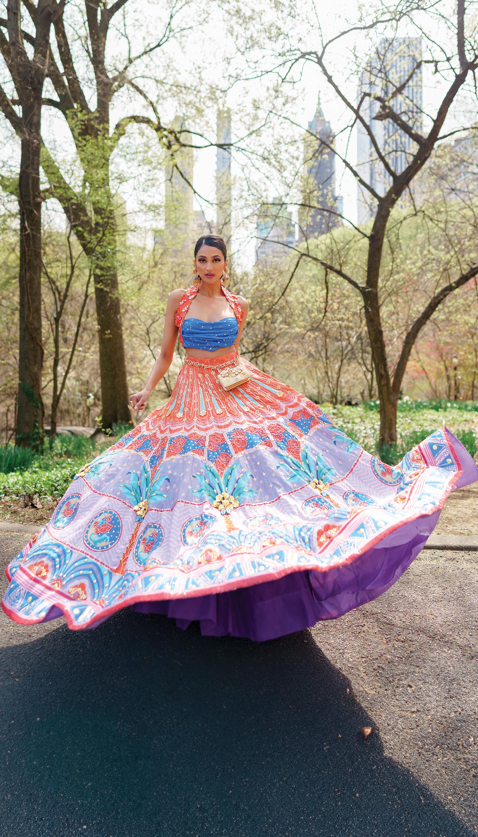 Serenity- Lilac Printed And Embellished Full Lehenga Set