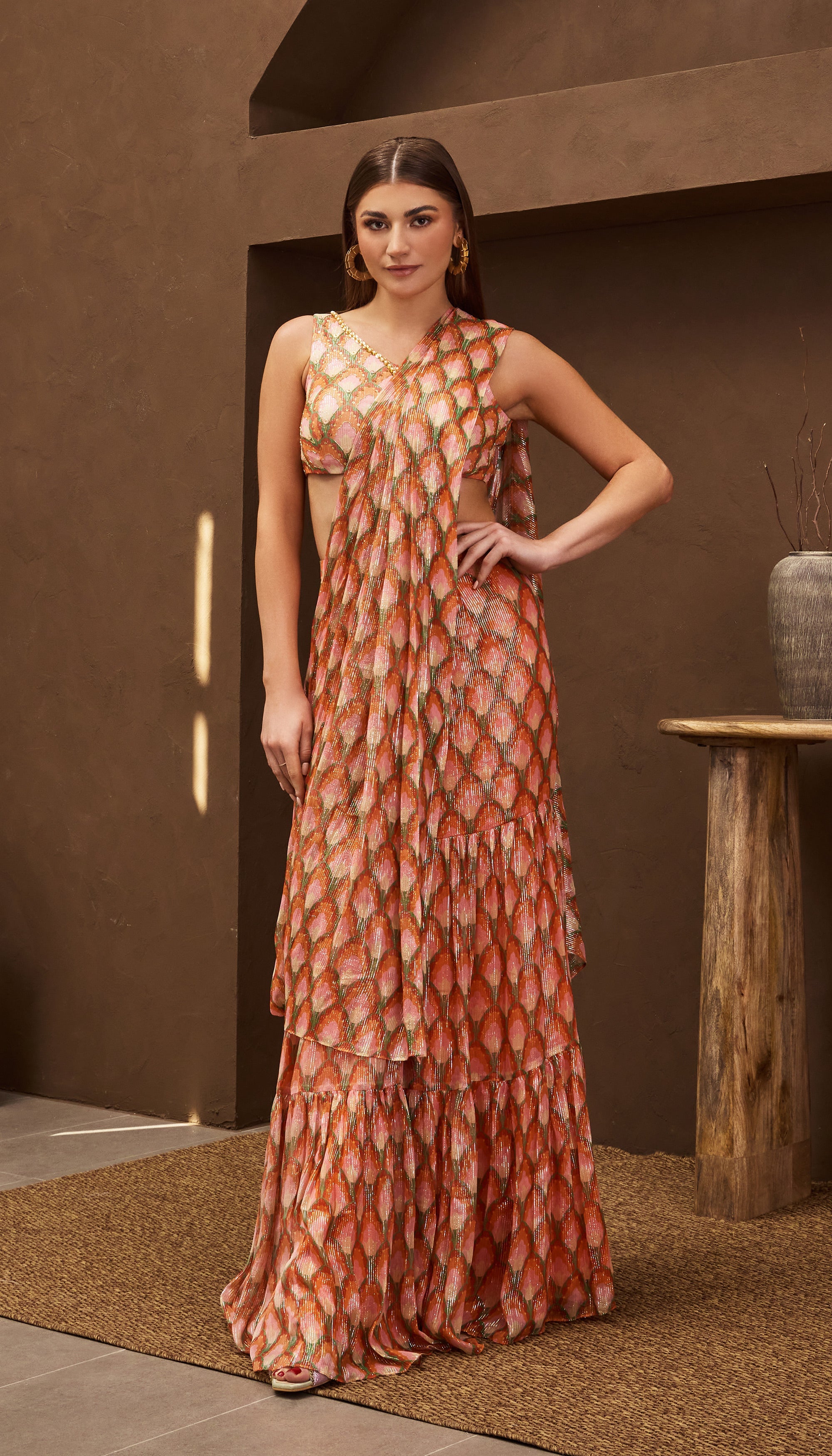 Peony Plush Sharara Saree Set