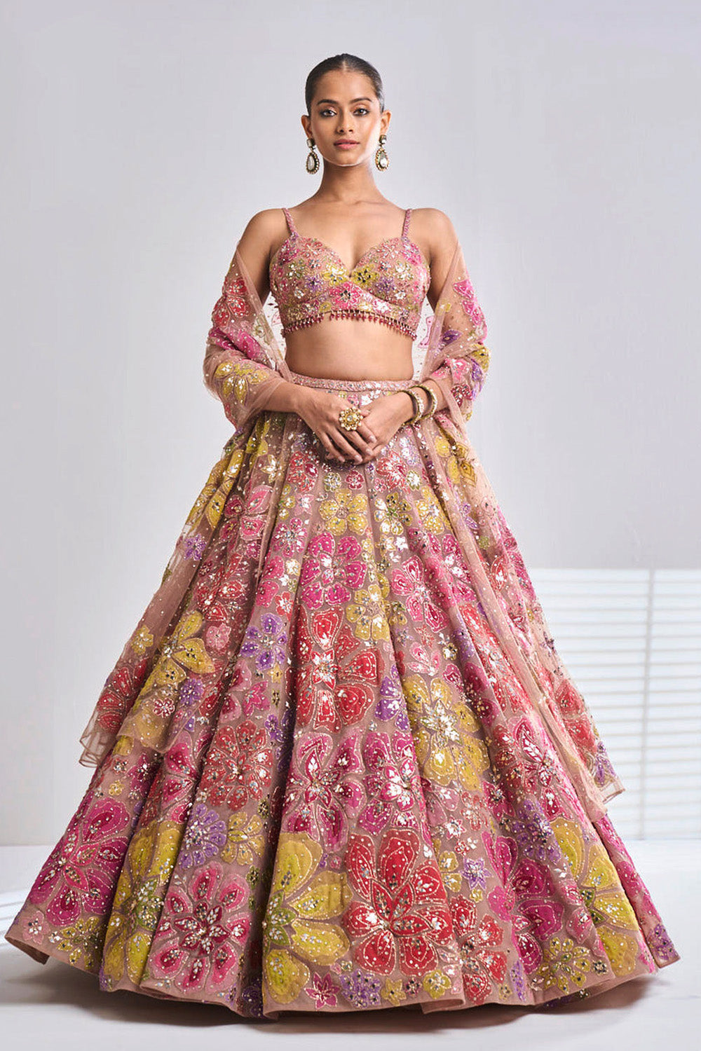 Sakshi Sindwani In Multi-Coloured Floral Lehenga Set