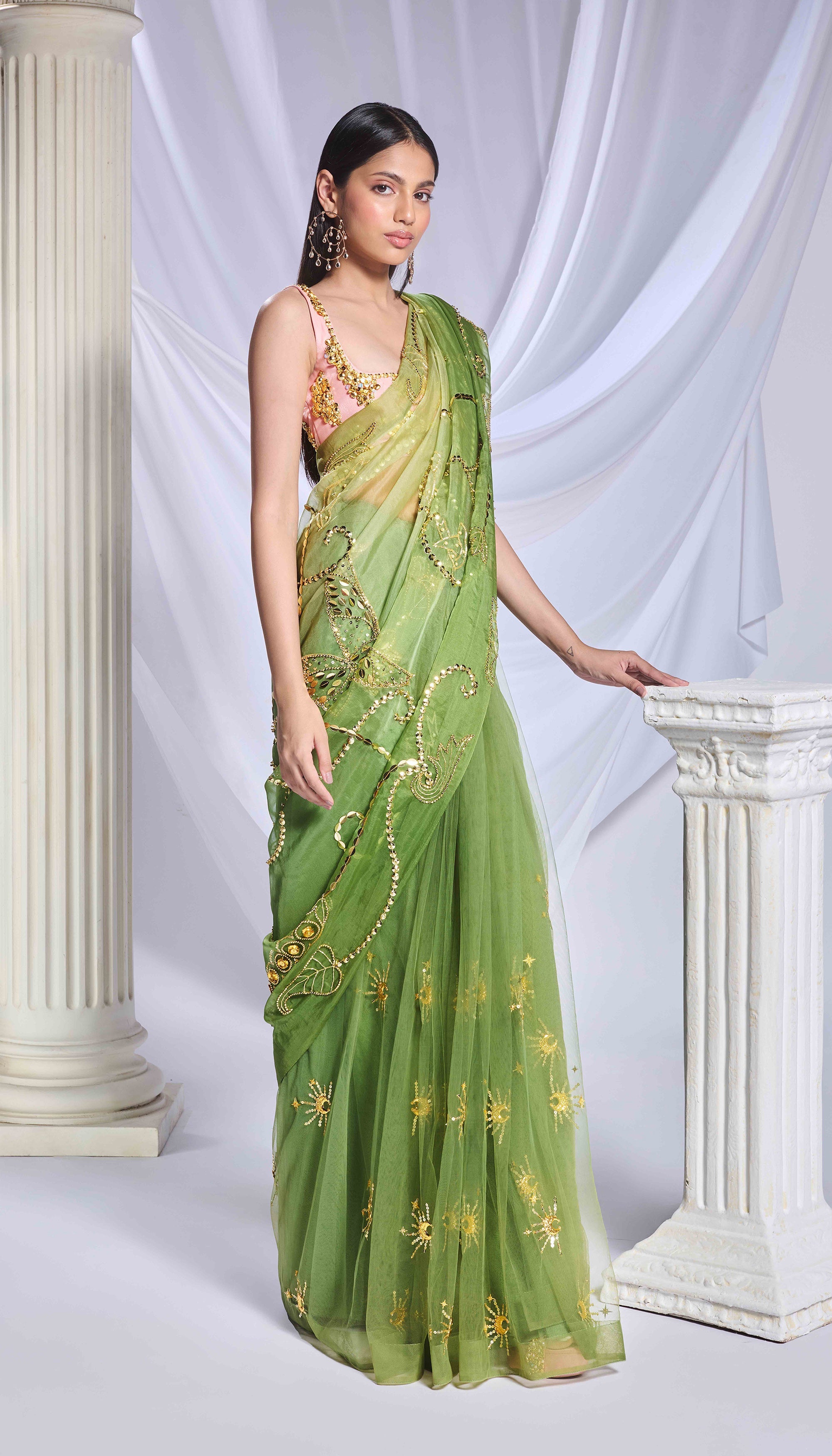 Sea Frost Saree Set