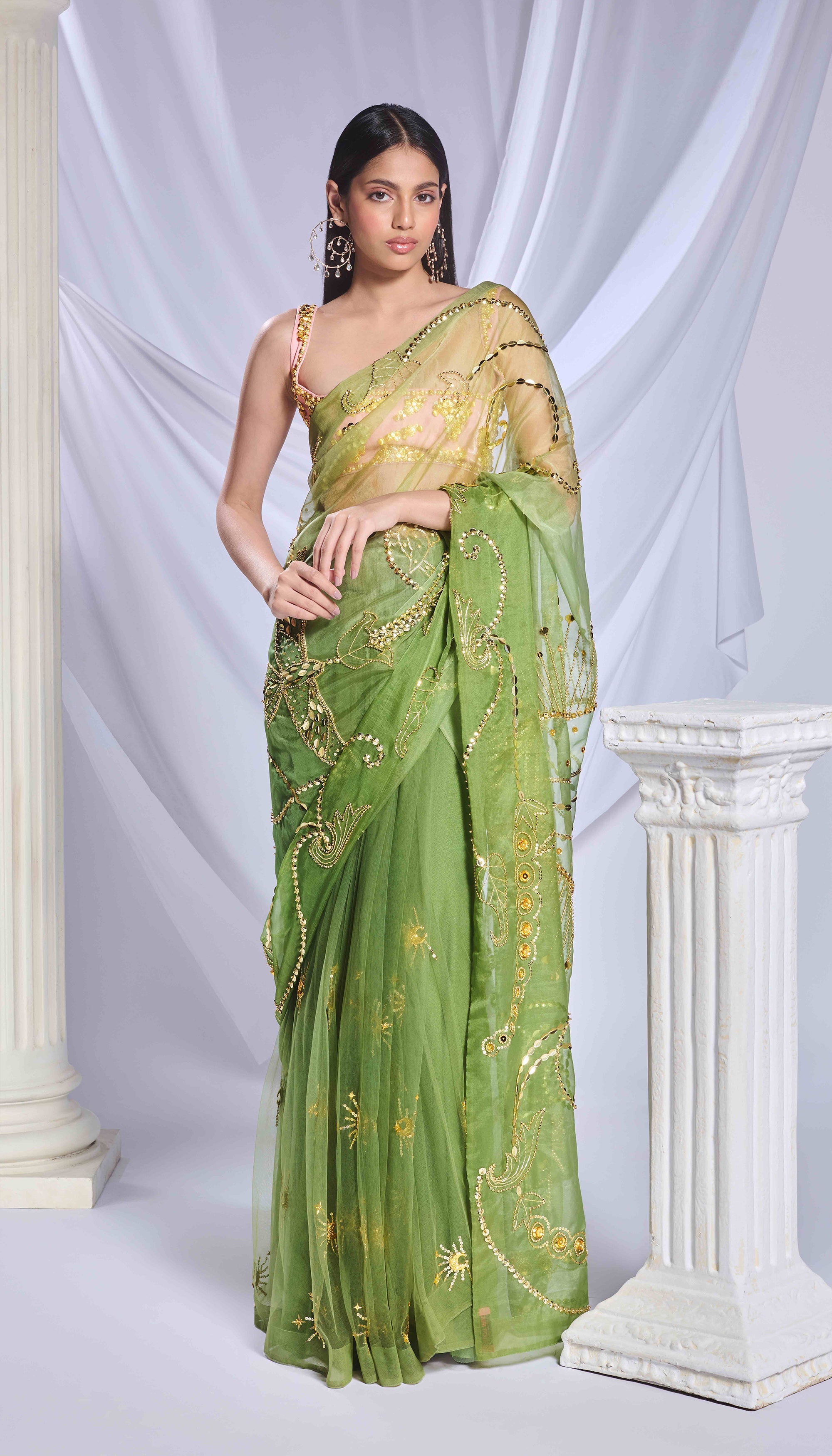 Sea Frost Saree Set