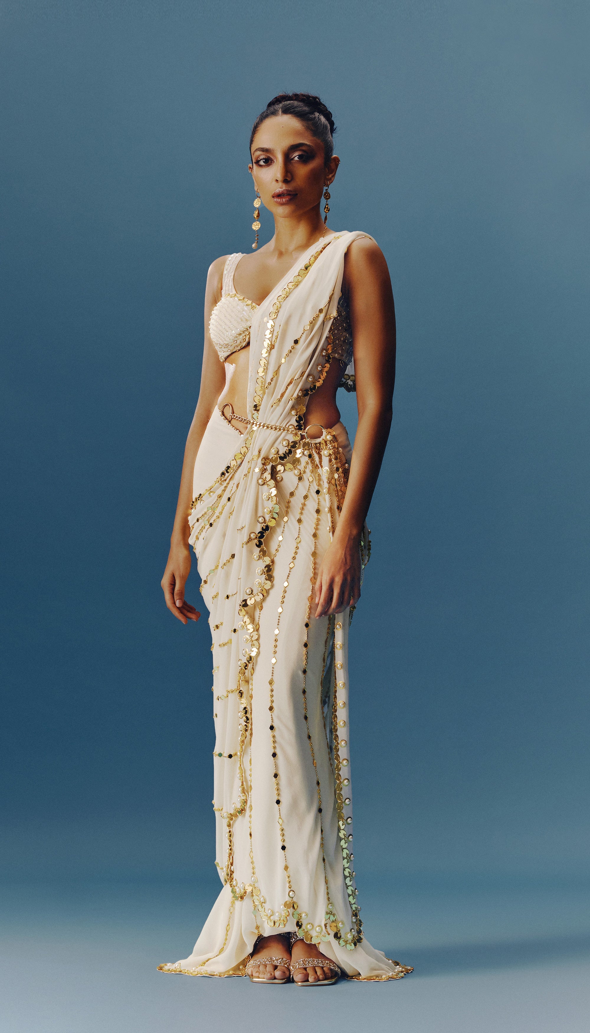 Sobhita In Ivory Ballet- Ivory Pre-Stitched Saree