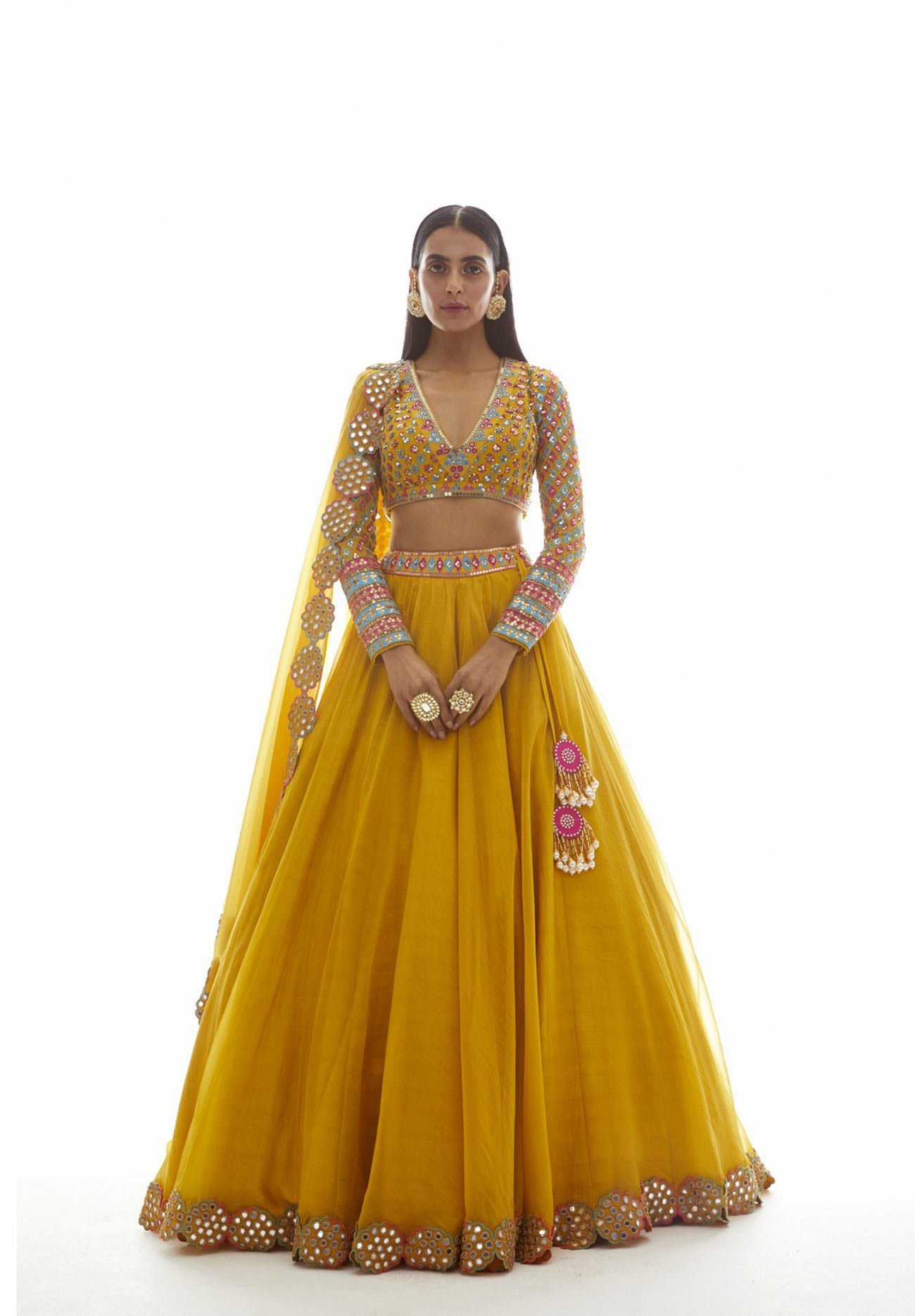 Vvani Vats,VAAW LH 2005,Mustard Applique Lehenga Set