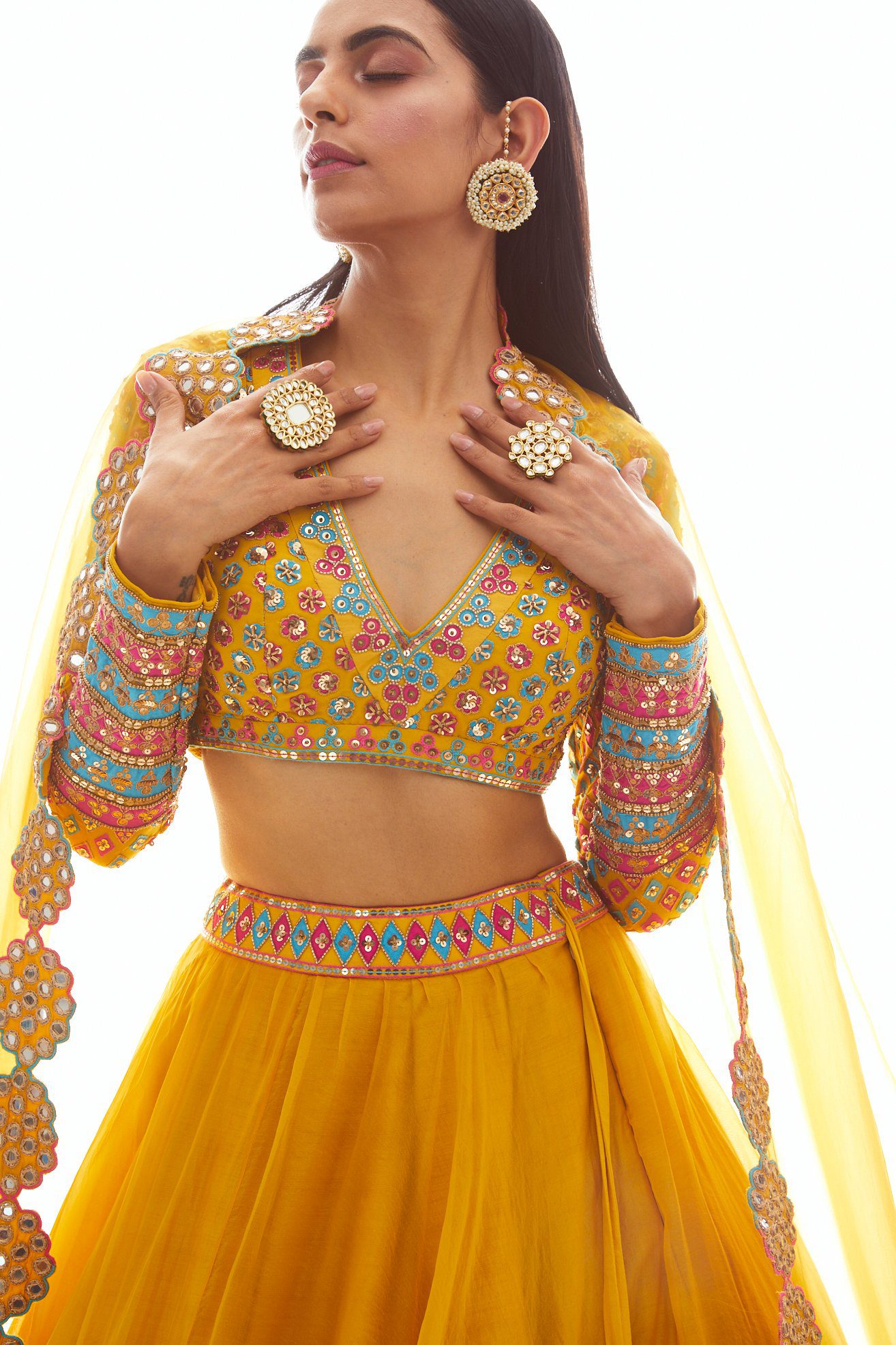 Vvani Vats,VAAW LH 2005,Mustard Applique Lehenga Set